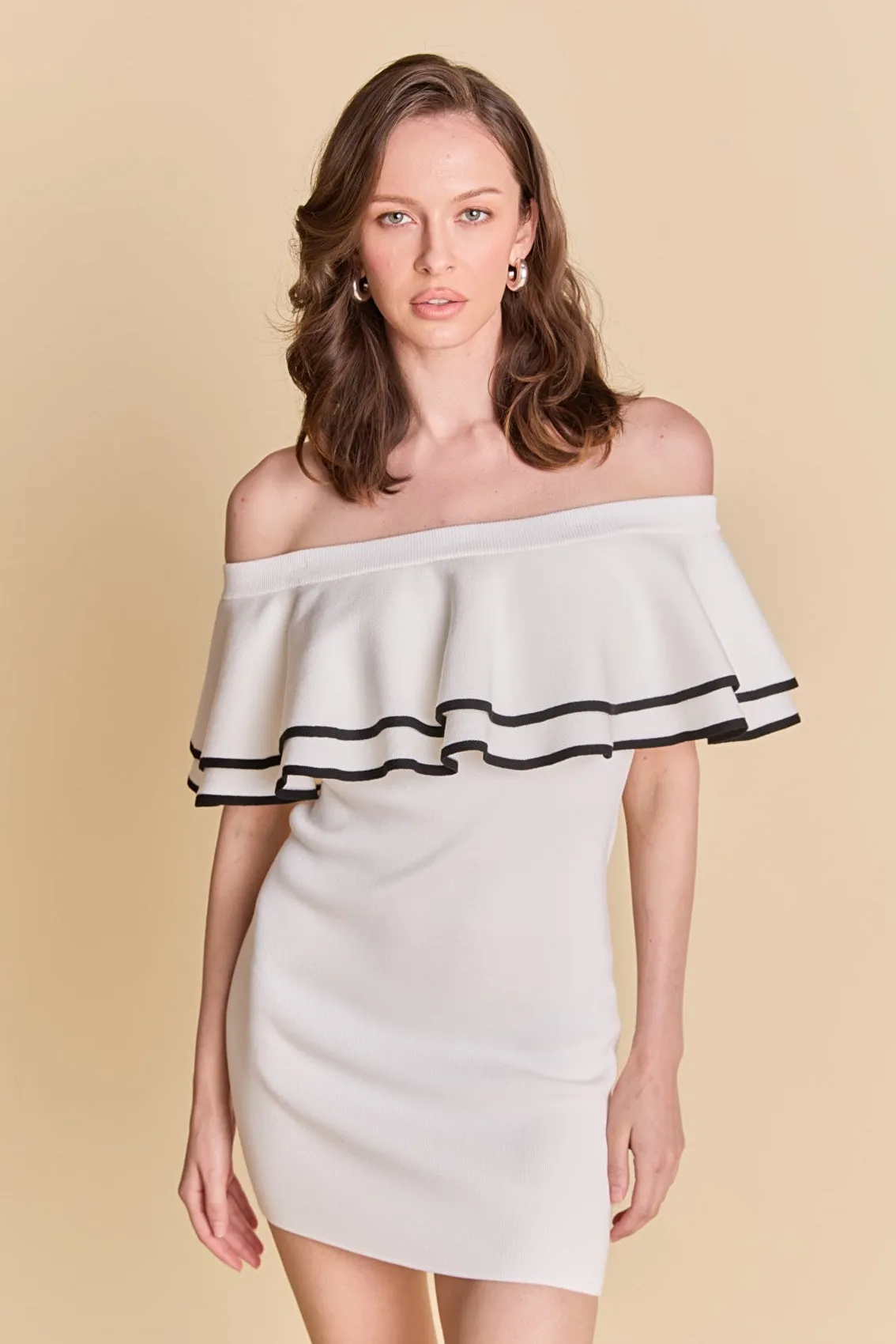 Off Shoulder Ruffle Mini Dress sold by Endless Rose product image thumbnail 5
