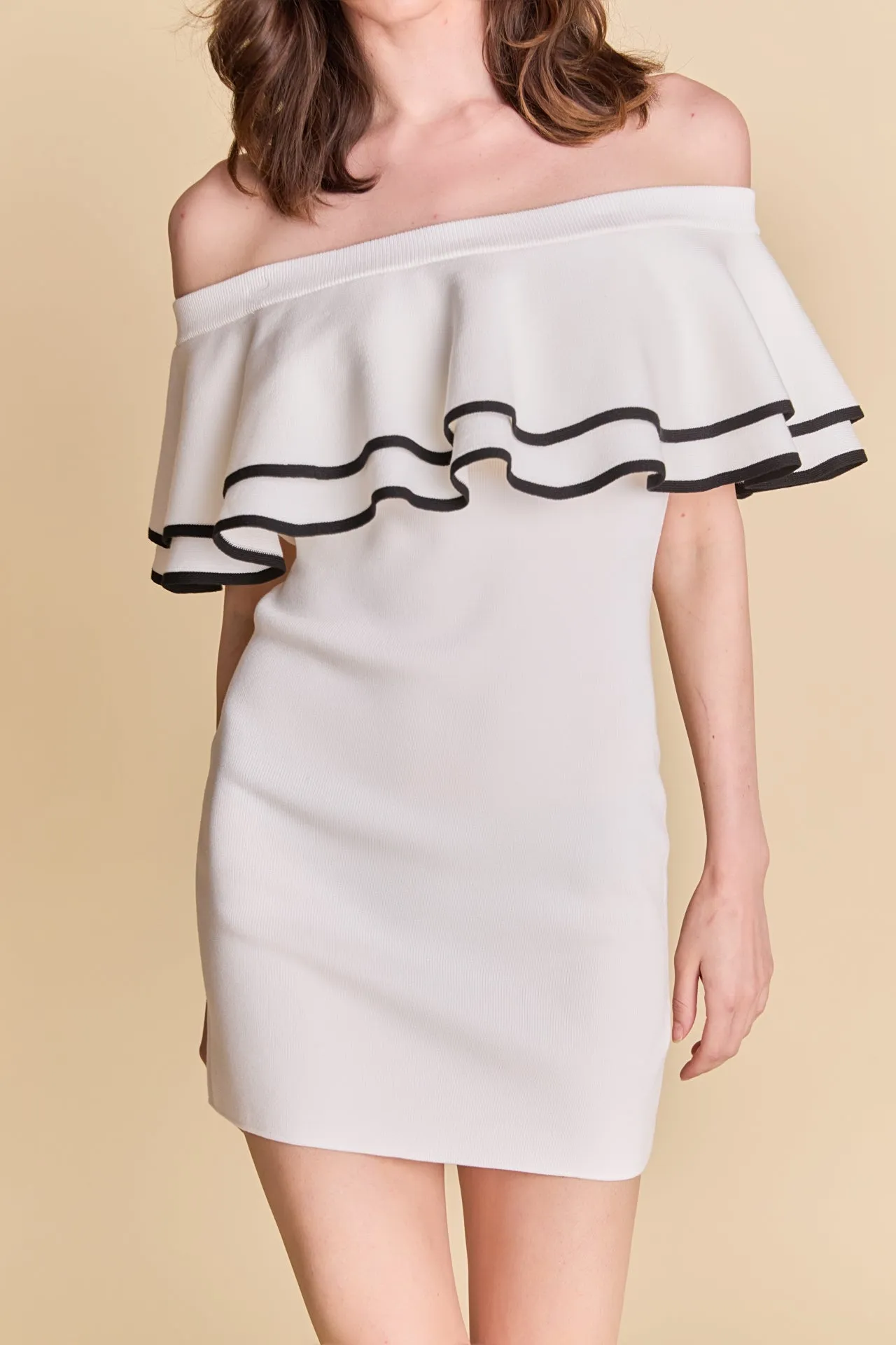 Off Shoulder Ruffle Mini Dress sold by Endless Rose product image thumbnail 2