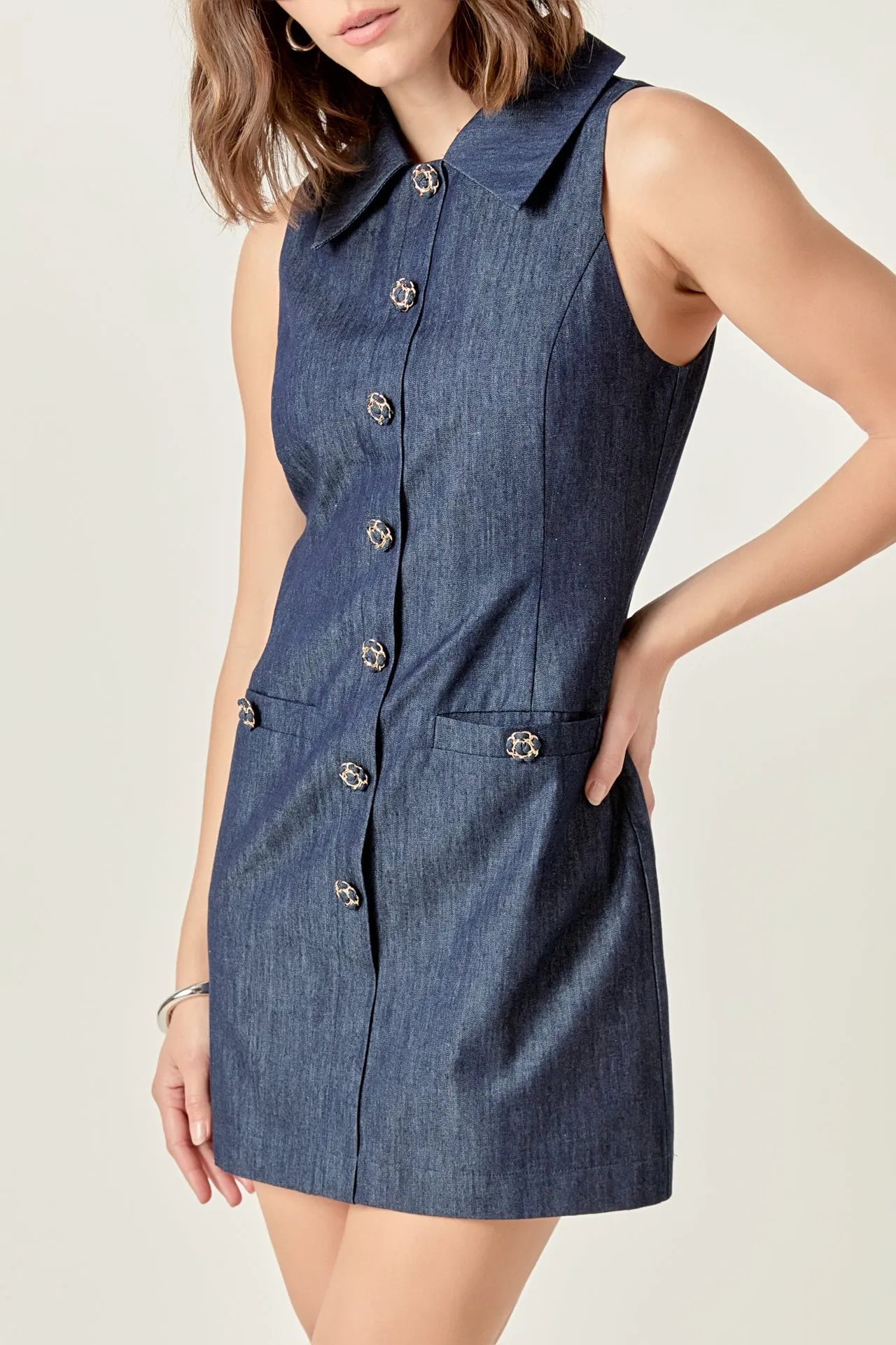 Denim Collared Mini Dress sold by Endless Rose product image thumbnail 2