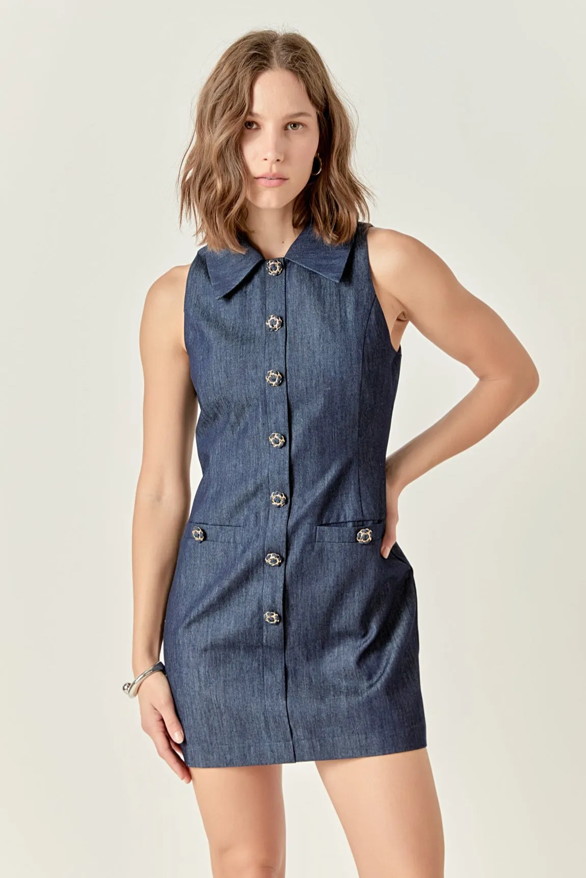 Denim Collared Mini Dress sold by Endless Rose product image thumbnail 5