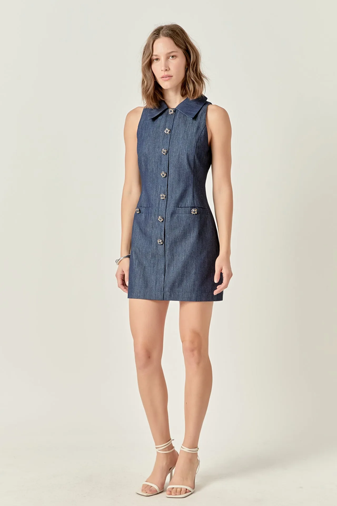 Denim Collared Mini Dress sold by Endless Rose product image thumbnail 3