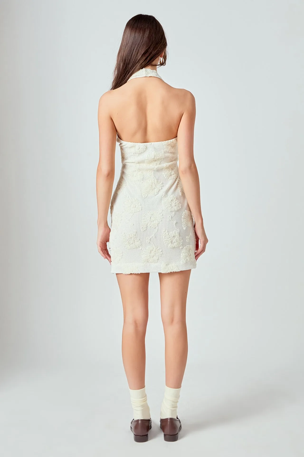 Mesh Embroidered Halter Mini Dress sold by Endless Rose product image thumbnail 4