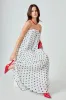 Samantha Strapless Pleated Polka Dot Maxi Dress sold by Endless Rose