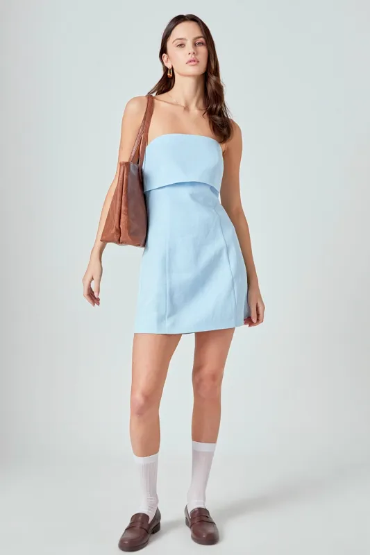 Folded Panel Linen Mini Dress sold by Endless Rose