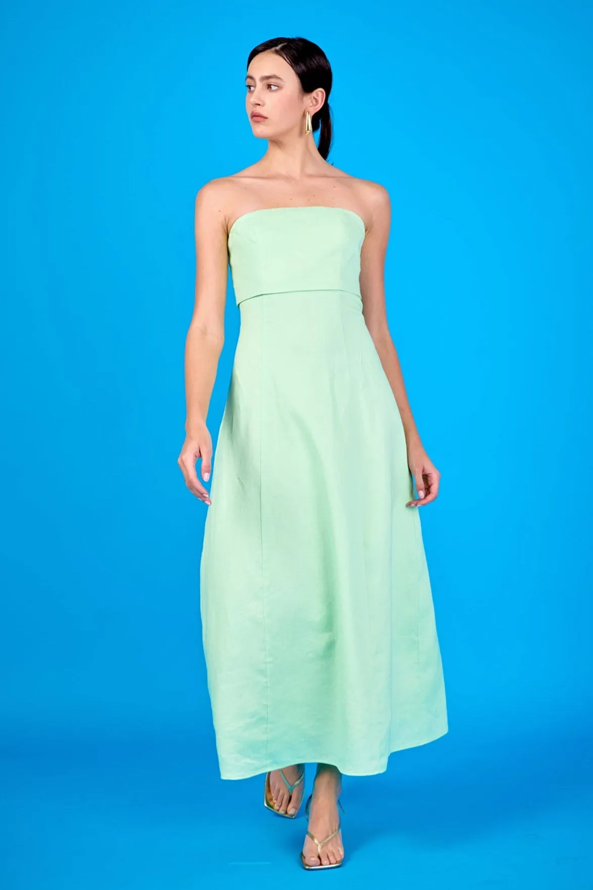 Lucia Folded Strapless Linen Maxi Dress sold by Endless Rose