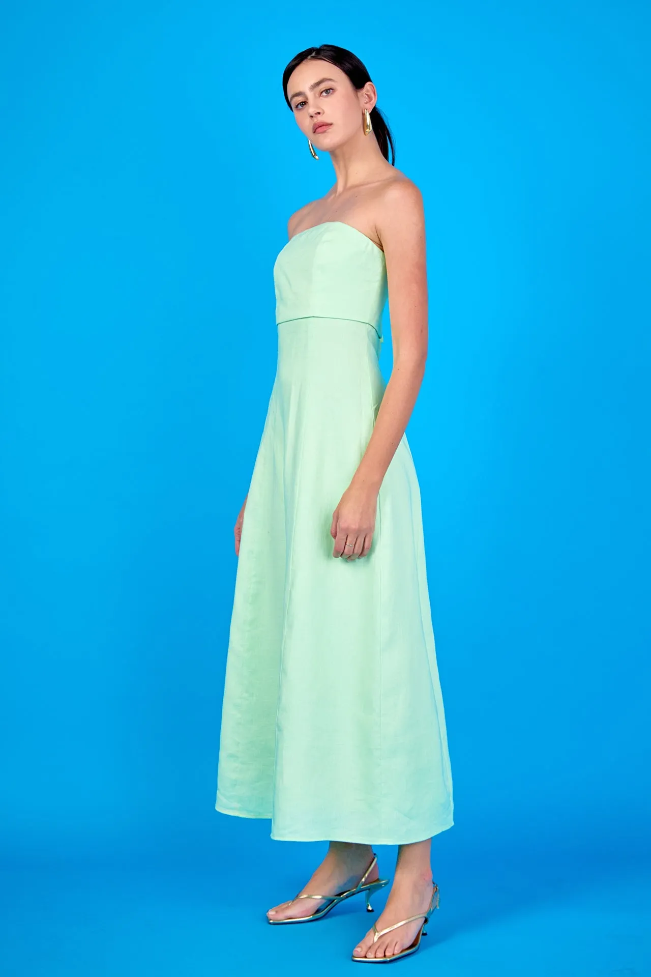 Lucia Folded Strapless Linen Maxi Dress sold by Endless Rose product image thumbnail 3