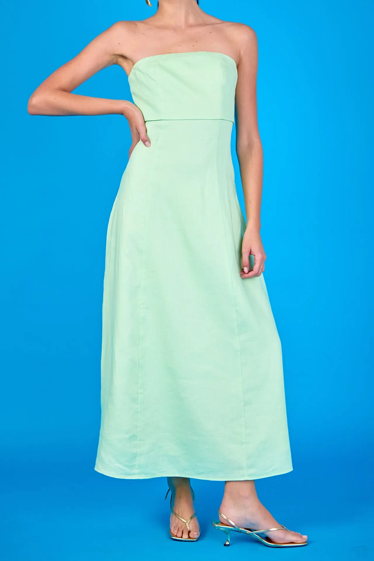 Lucia Folded Strapless Linen Maxi Dress sold by Endless Rose product image thumbnail 2