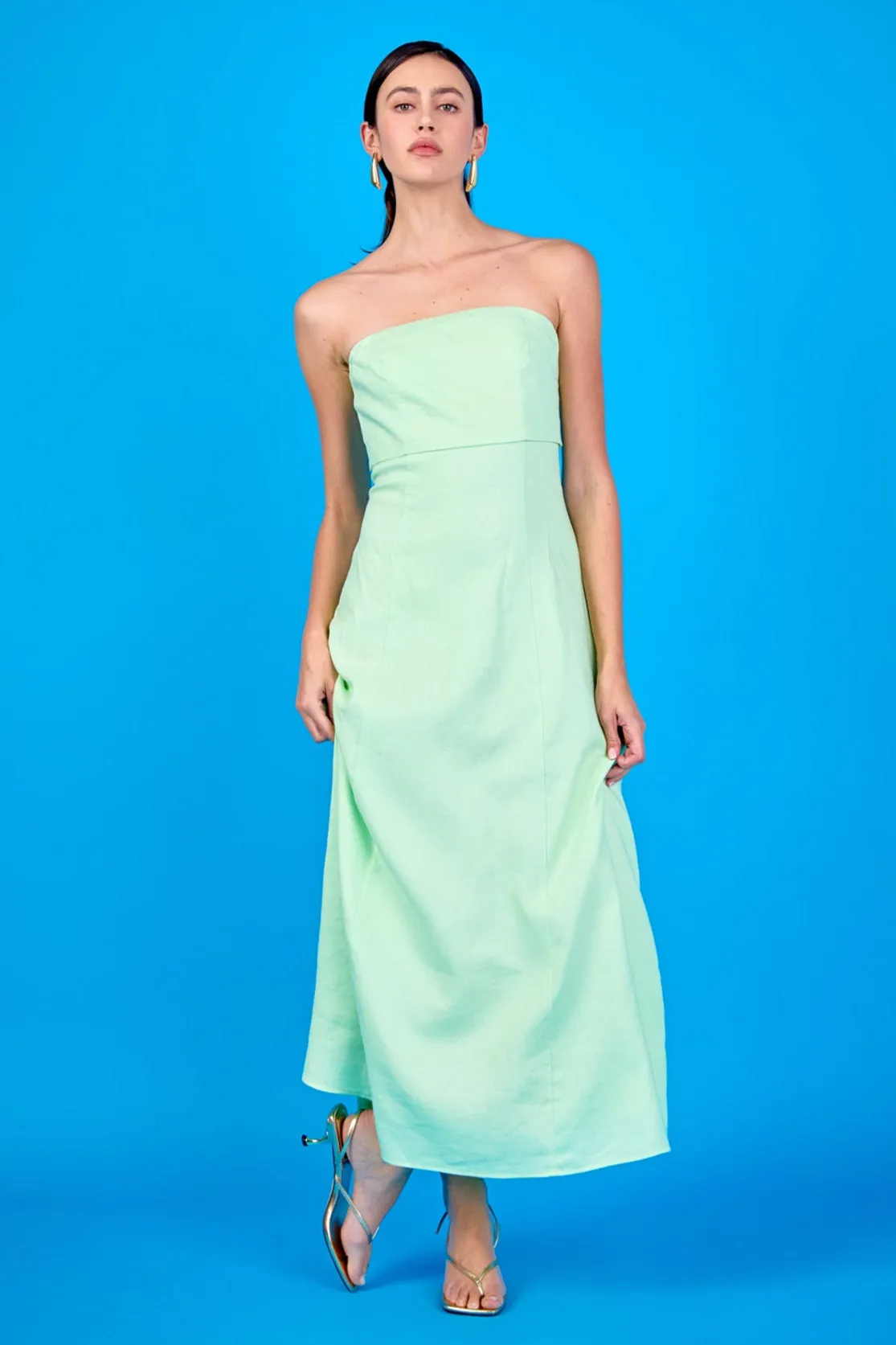 Lucia Folded Strapless Linen Maxi Dress sold by Endless Rose product image thumbnail 5