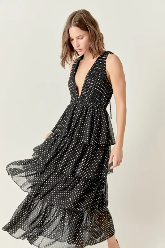 Tiered Polka Dot Maxi Dress sold by Endless Rose