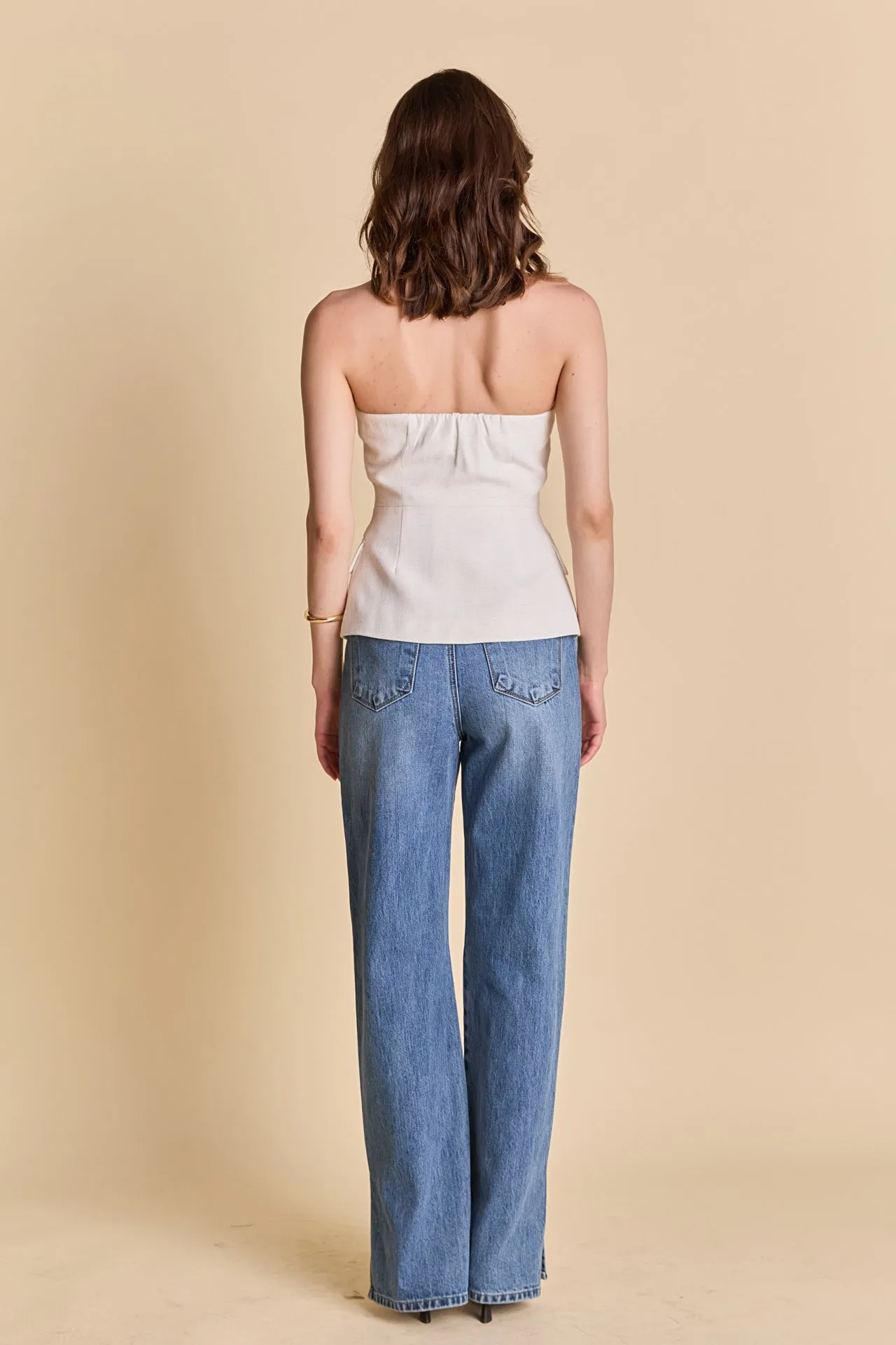 Linen Button Up Tube Top sold by Endless Rose product image thumbnail 4