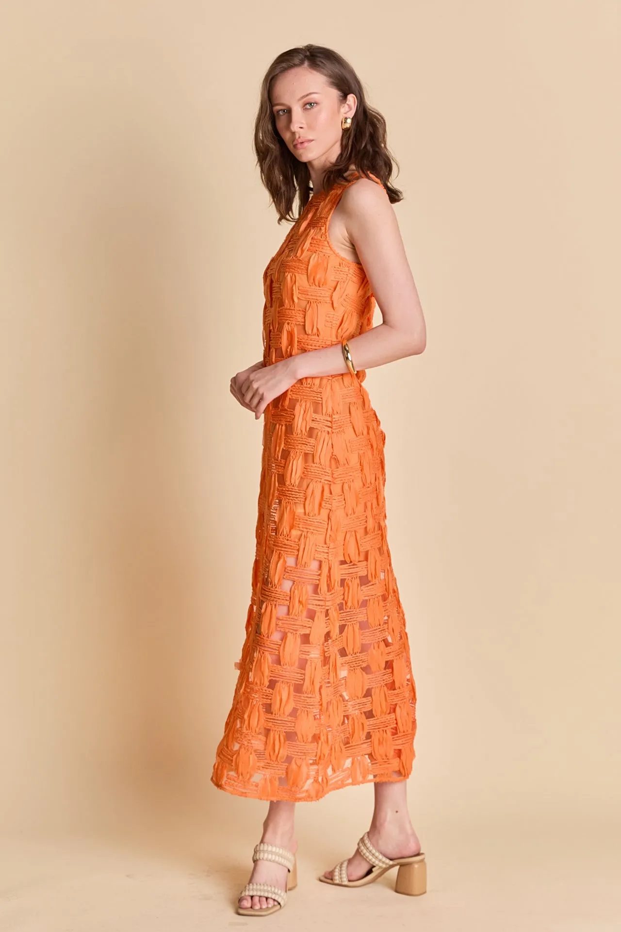 Grid Textured Sleeveless Midi Dress sold by Endless Rose product image thumbnail 3