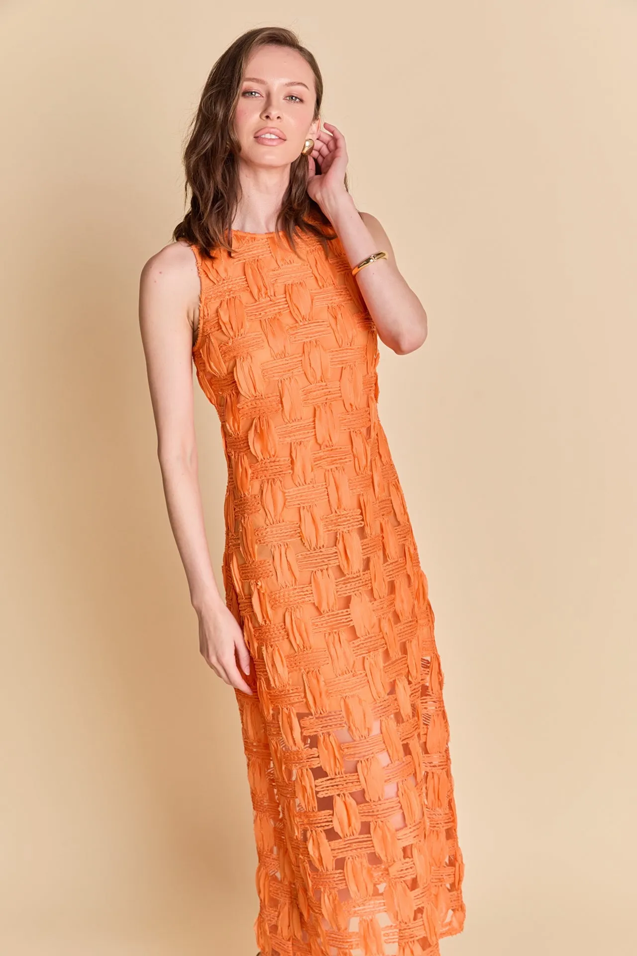 Grid Textured Sleeveless Midi Dress sold by Endless Rose product image thumbnail 5