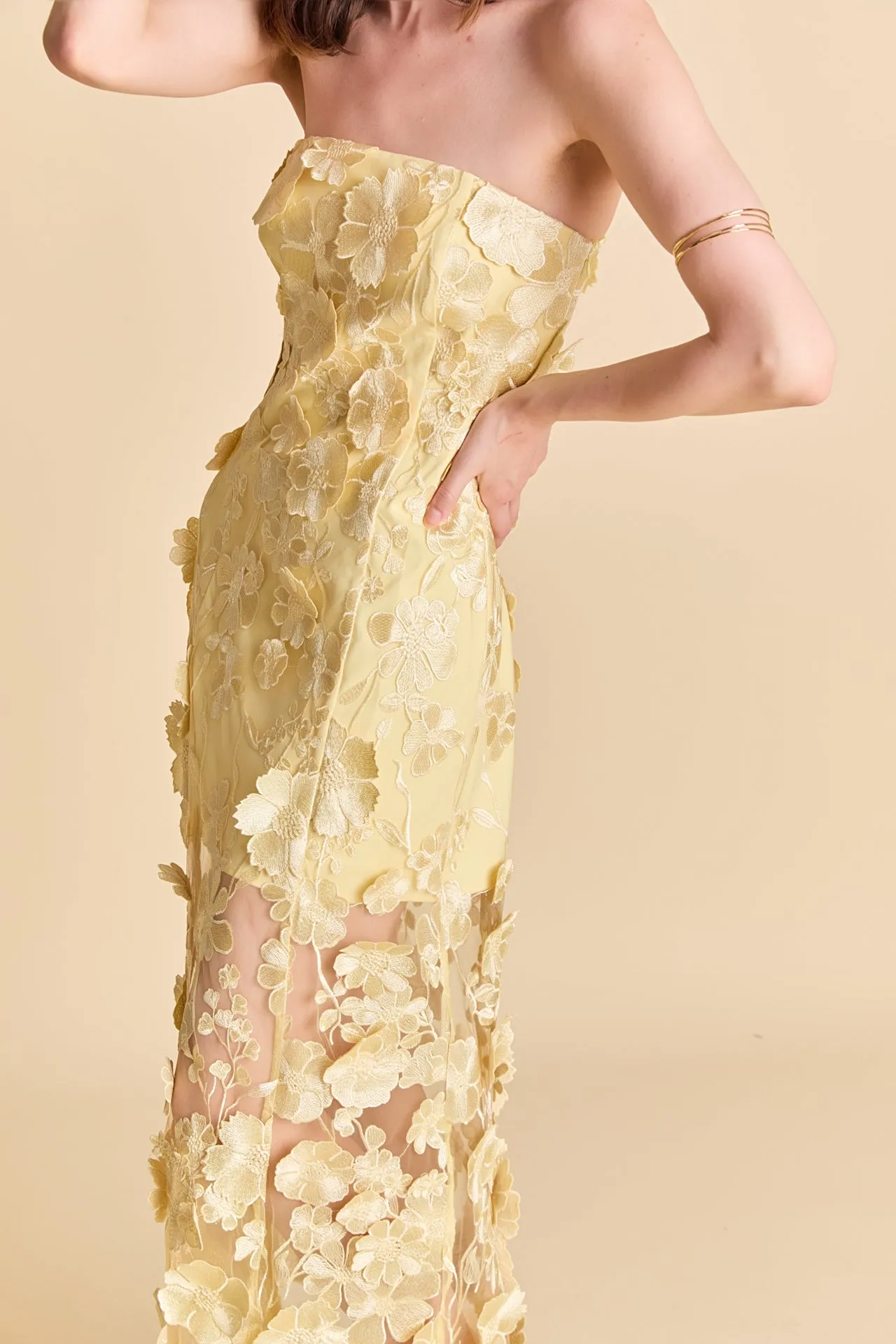 Strapless Floral Embroidered Maxi Dress sold by Endless Rose product image thumbnail 2