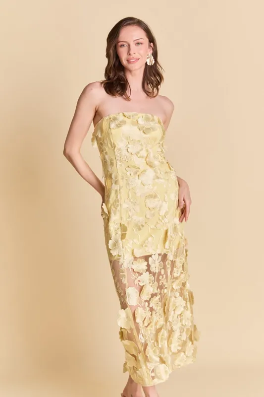 Strapless Floral Embroidered Maxi Dress sold by Endless Rose