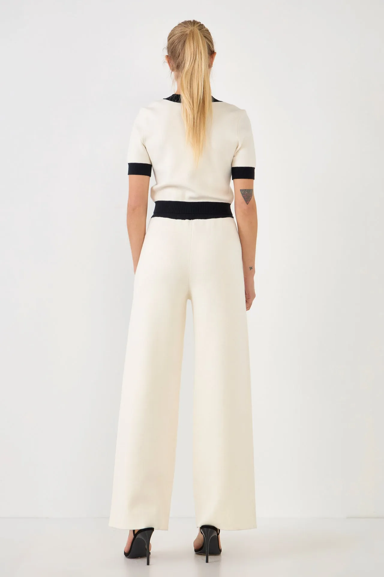 Contrast Band Knit Pants with Gold Buttons sold by Endless Rose product image thumbnail 4