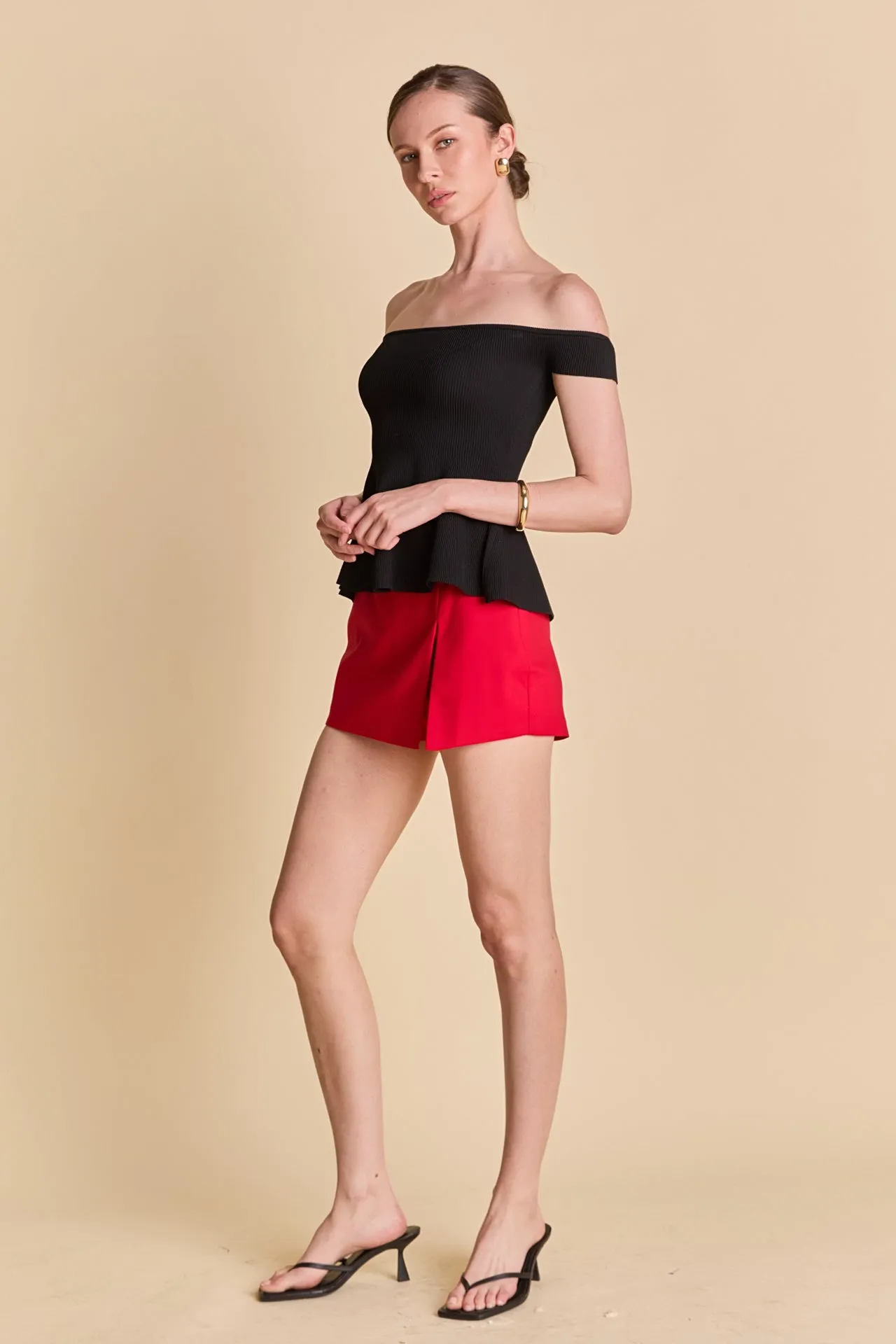 Knit Pleated Off Shoulder Top sold by Endless Rose product image thumbnail 4