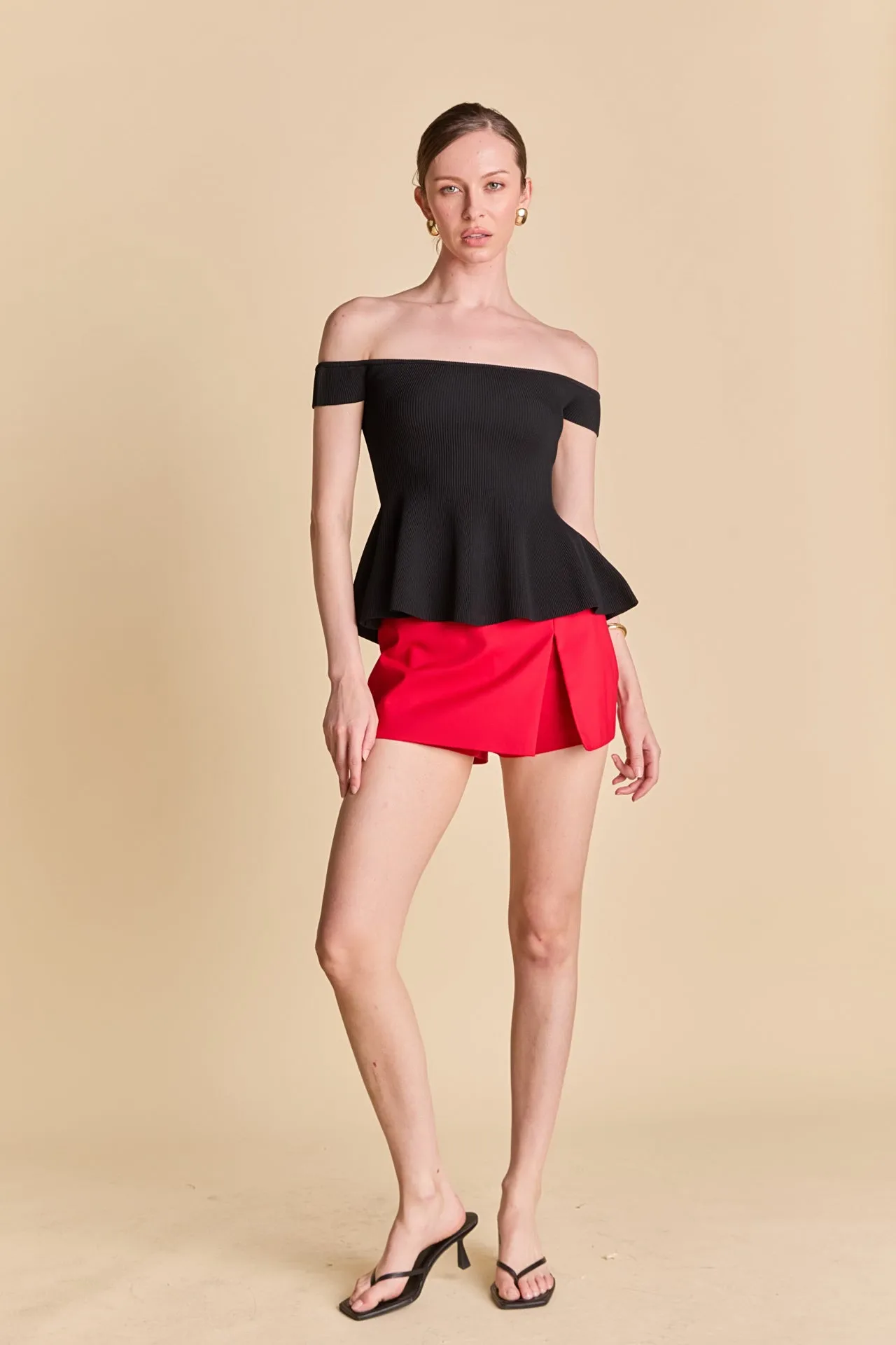 Knit Pleated Off Shoulder Top sold by Endless Rose product image thumbnail 3
