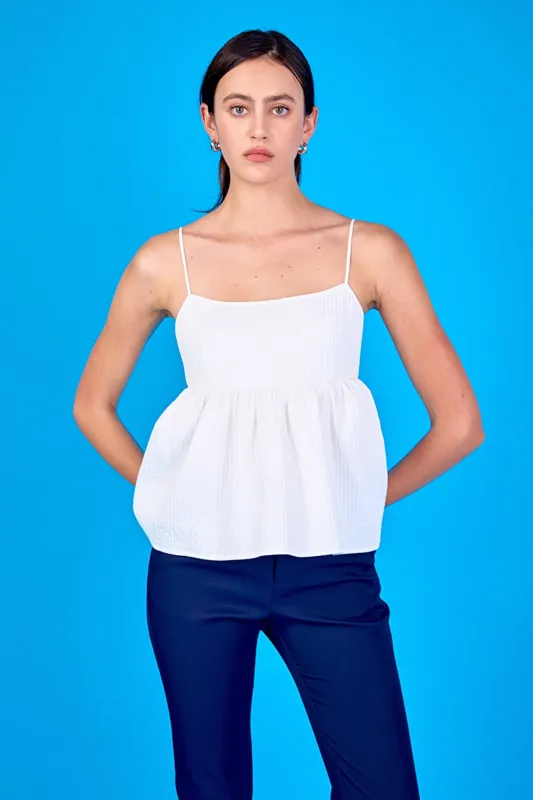 Evelyn Back Tie Textured Babydoll Top made by Endless Rose