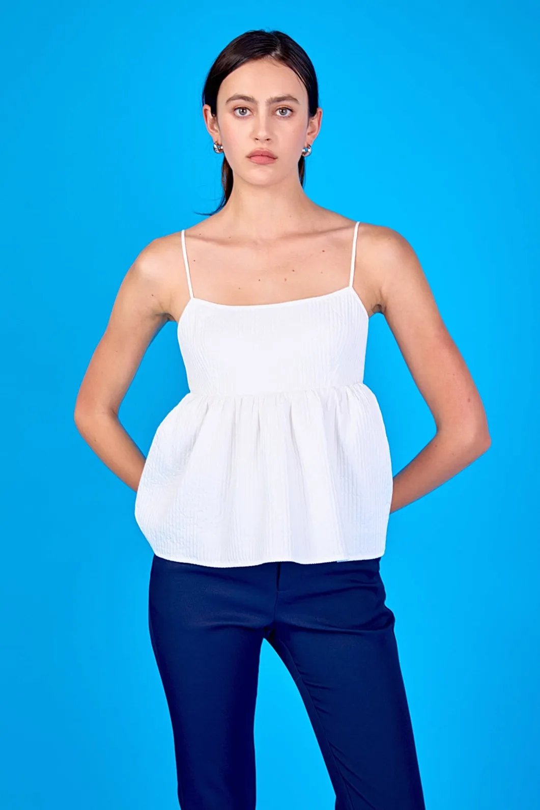 Evelyn Back Tie Textured Babydoll Top sold by Endless Rose