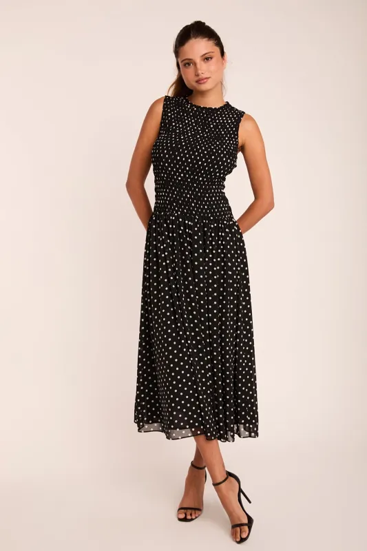 Rachel Smocked Drop Waist Polka Dot Maxi Dress sold by Endless Rose