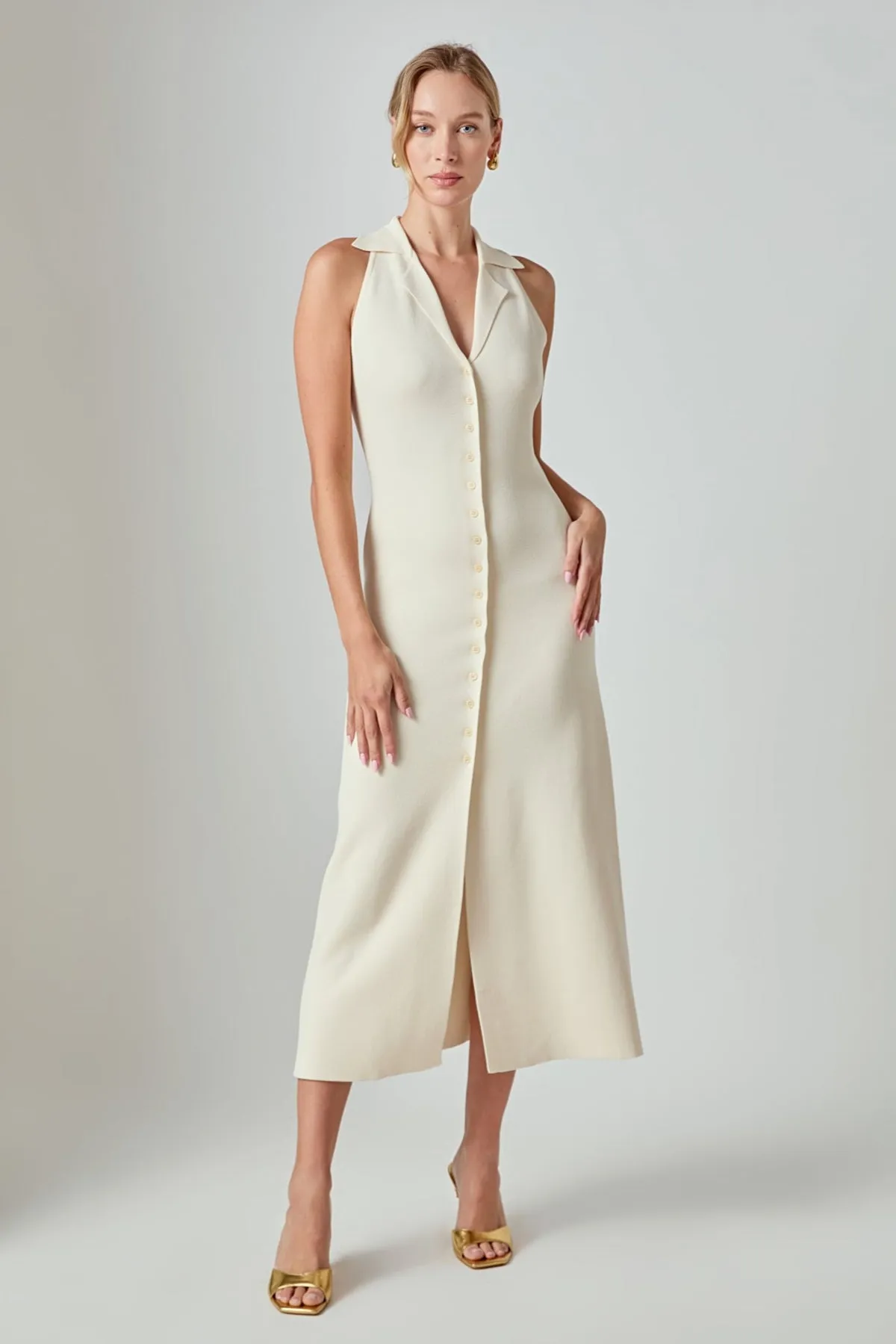 Knit Collared Midi Dress sold by Endless Rose