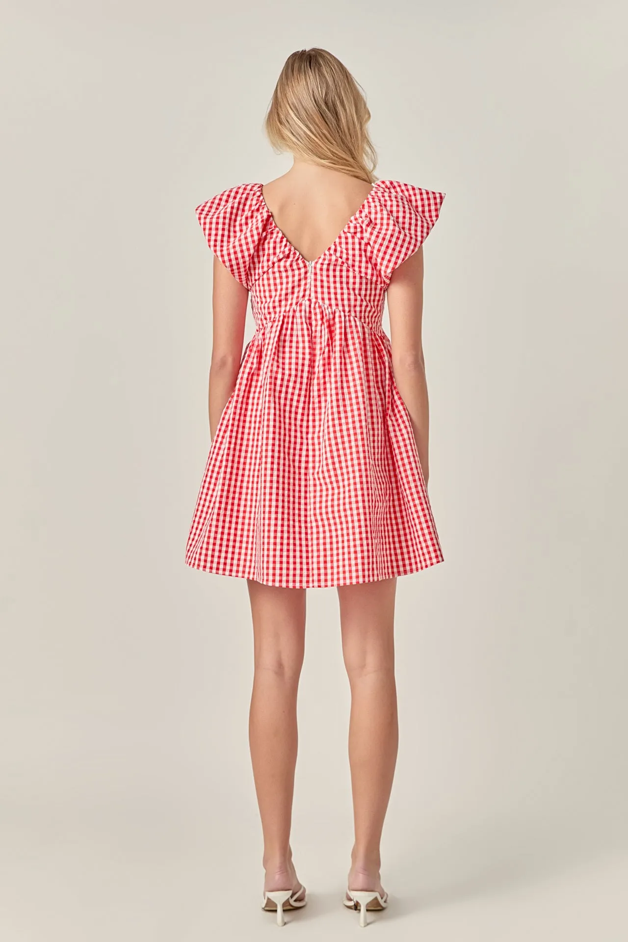 Gingham Blouson Shoulder Mini Dress sold by Endless Rose product image thumbnail 4