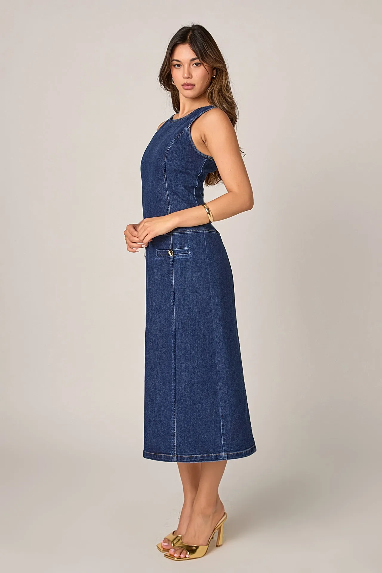 Denim Drop Waist Midi Dress sold by Endless Rose product image thumbnail 4