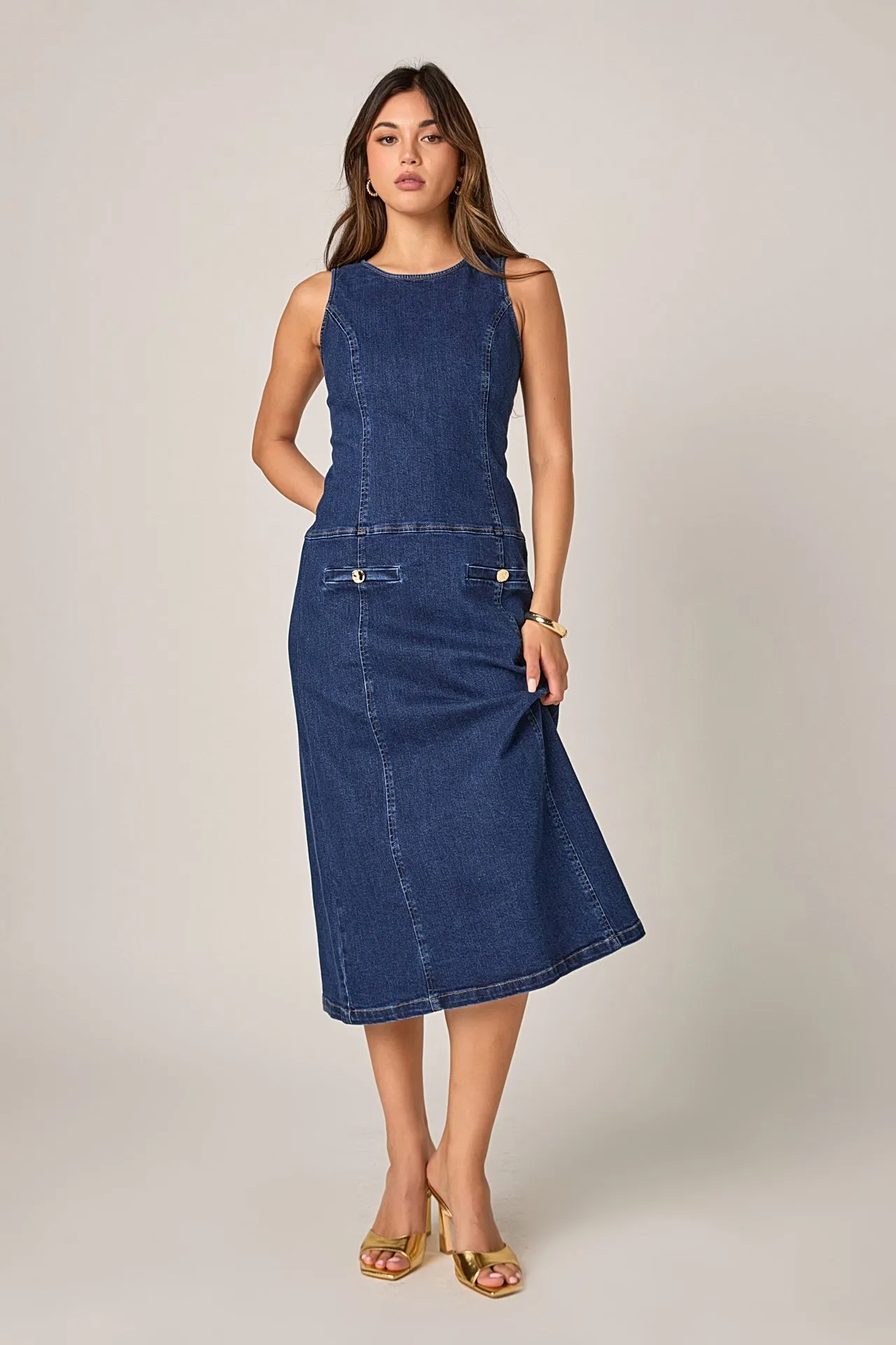 Denim Drop Waist Midi Dress sold by Endless Rose product image thumbnail 5