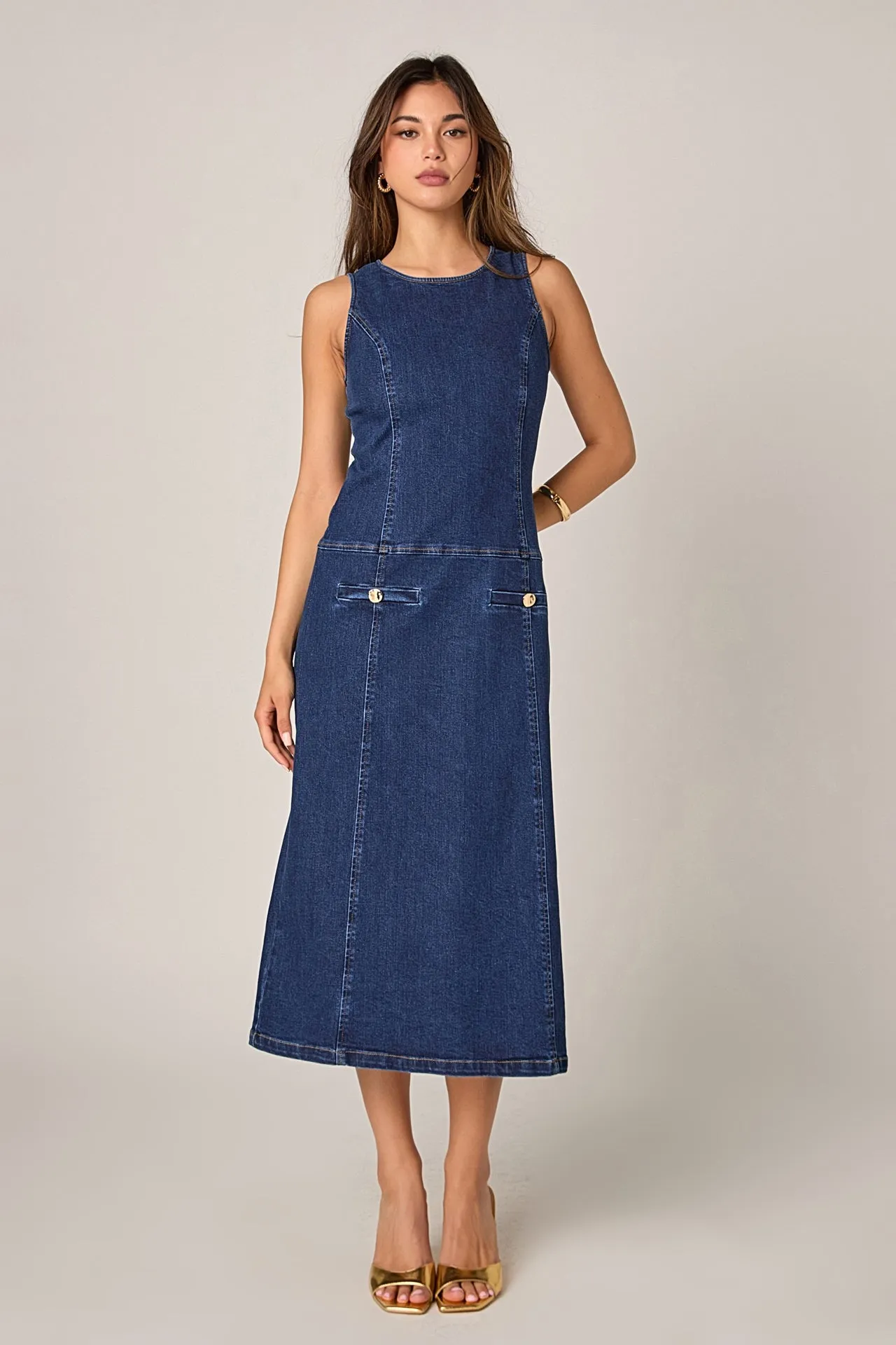 Denim Drop Waist Midi Dress sold by Endless Rose product image thumbnail 3