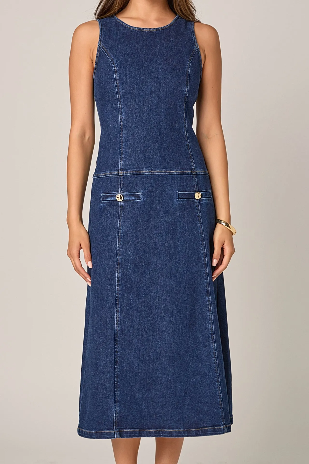 Denim Drop Waist Midi Dress sold by Endless Rose product image thumbnail 2