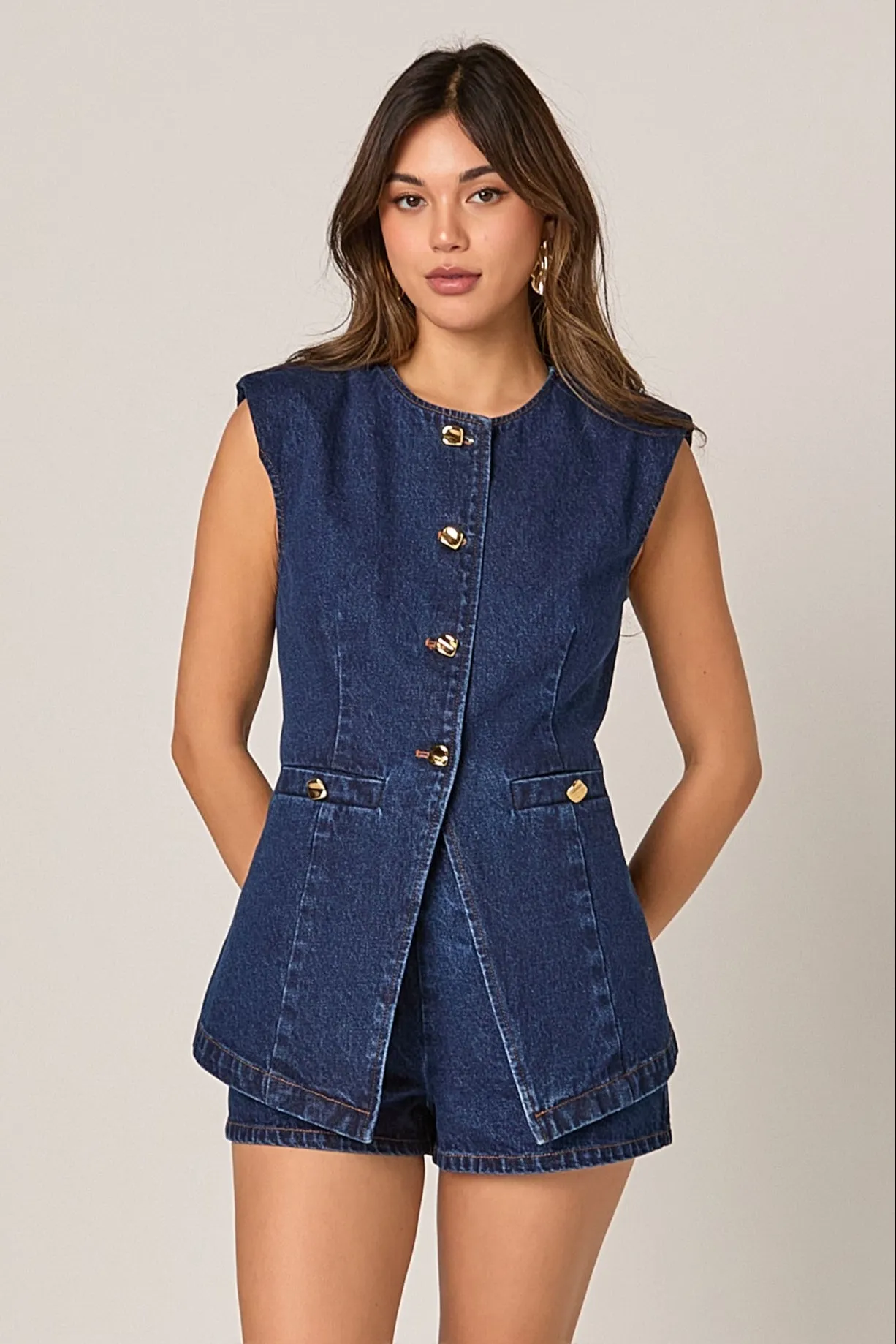 Denim Buttoned Vest sold by Endless Rose