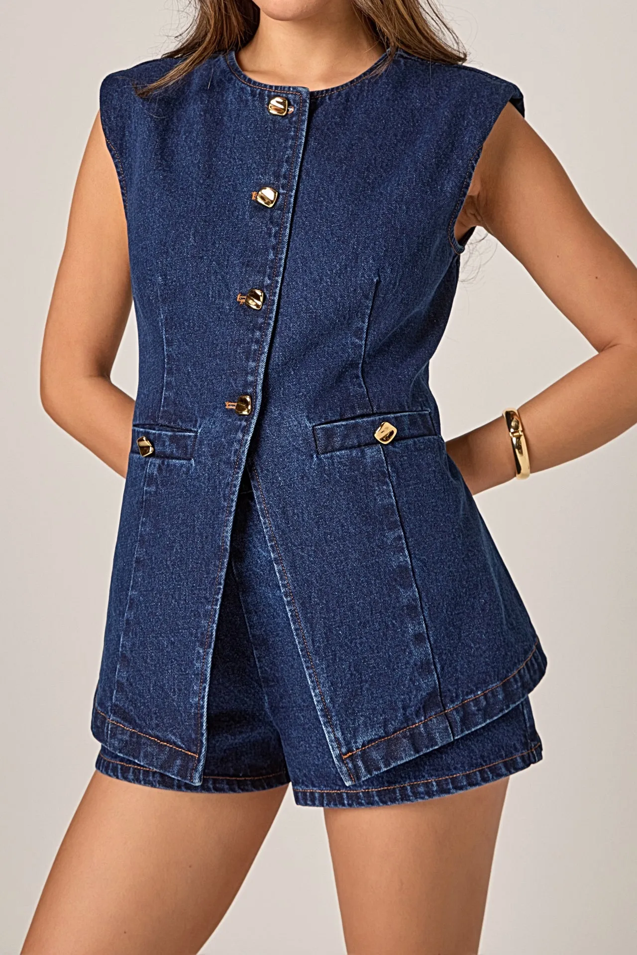 Denim Buttoned Vest sold by Endless Rose product image thumbnail 2