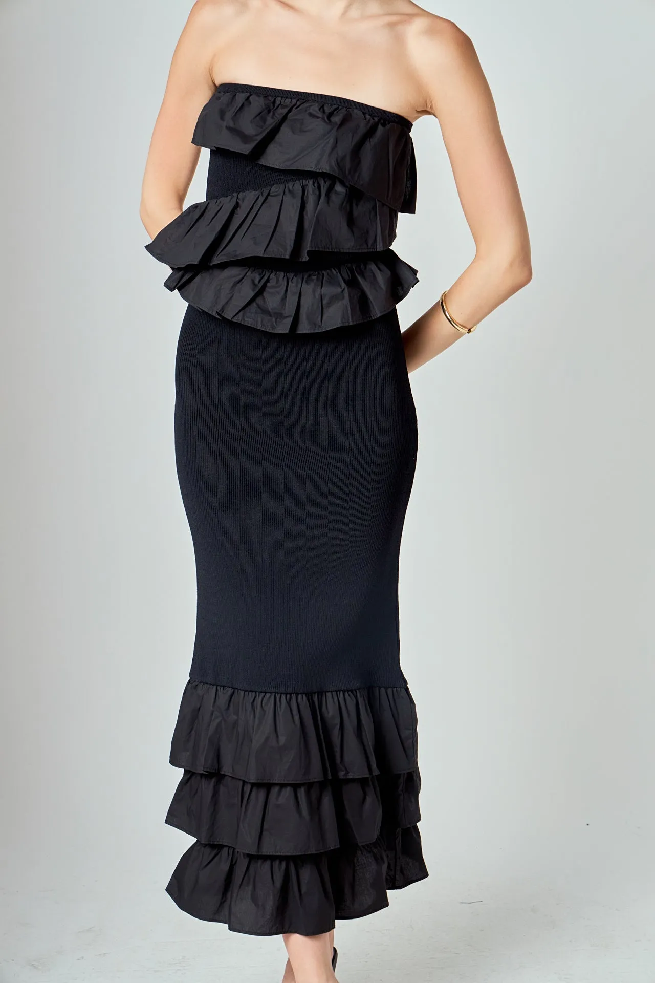 Mixed Media Strapless Fitted Maxi Dress sold by Endless Rose product image thumbnail 2