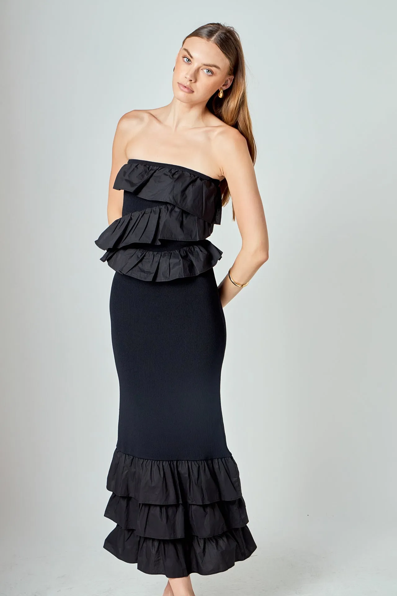 Mixed Media Strapless Fitted Maxi Dress sold by Endless Rose product image thumbnail 5