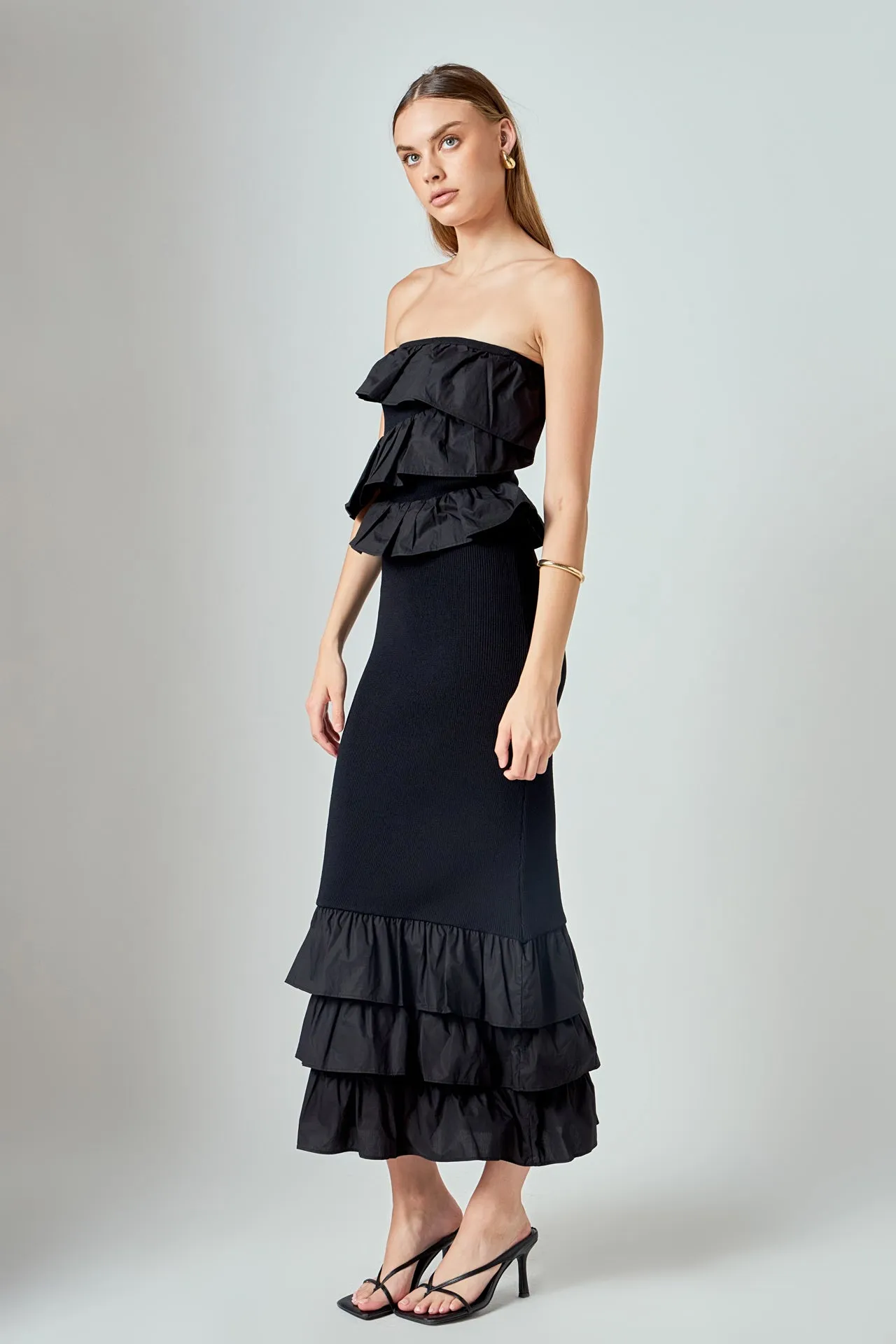 Mixed Media Strapless Fitted Maxi Dress sold by Endless Rose product image thumbnail 3