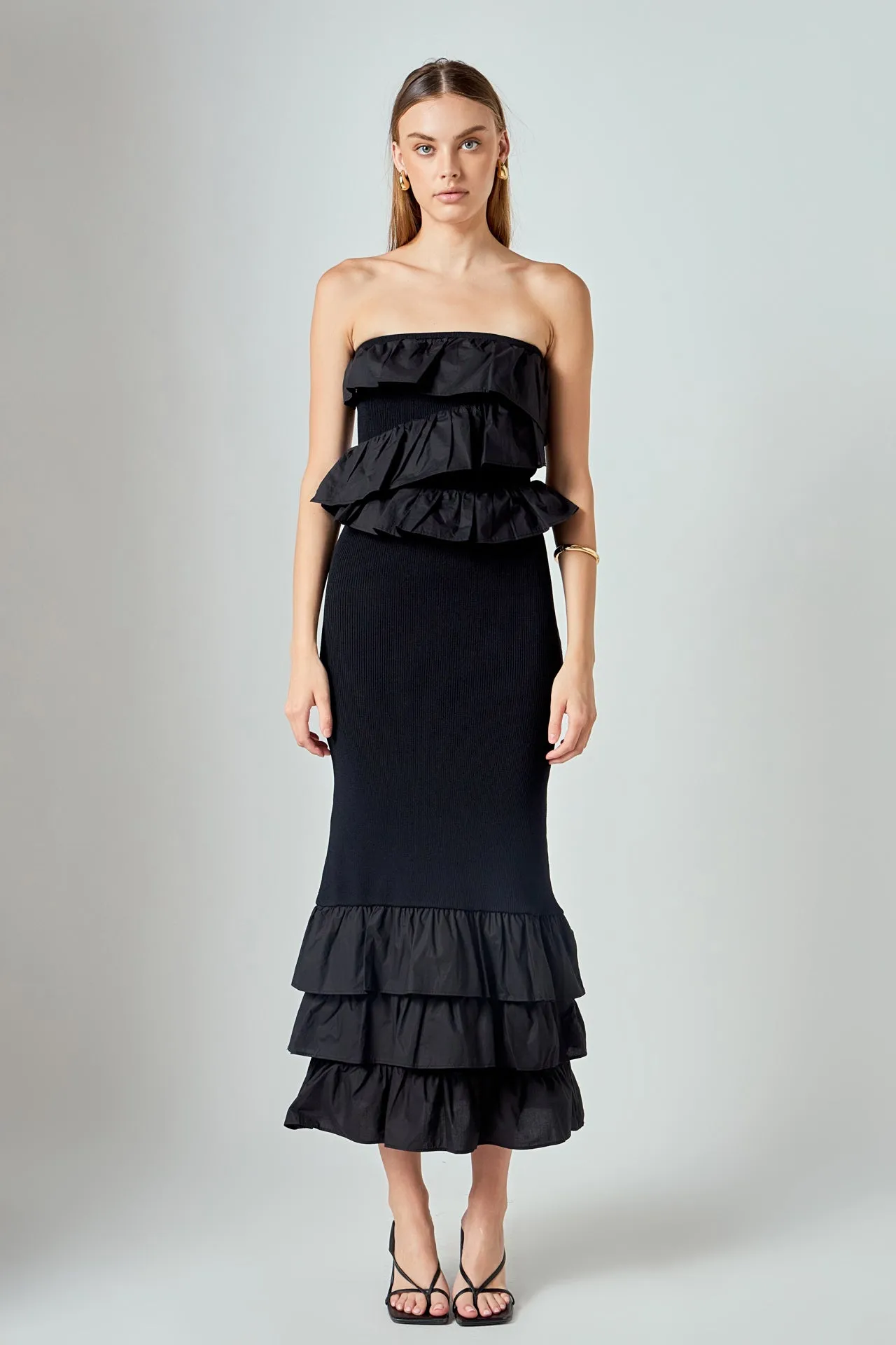 Mixed Media Strapless Fitted Maxi Dress sold by Endless Rose