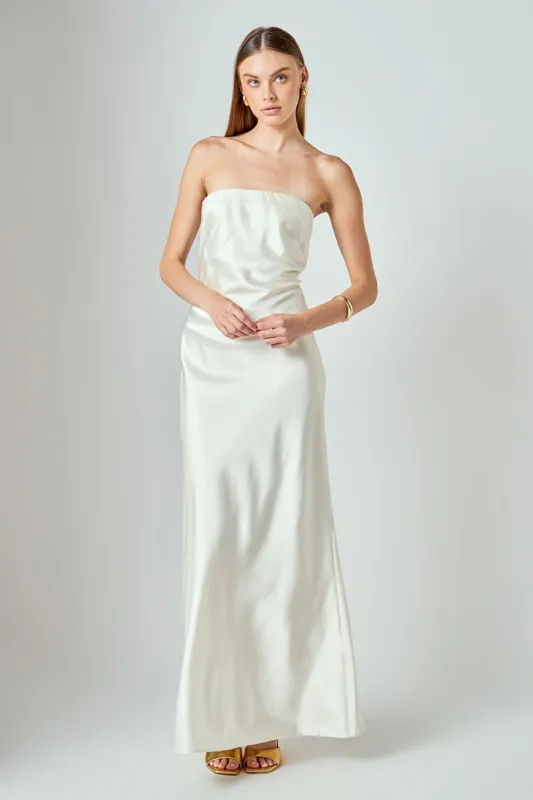 Strapless Satin Maxi Dress sold by Endless Rose