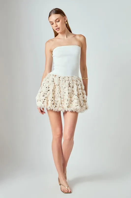 Feather Blouson Mini dress sold by Endless Rose