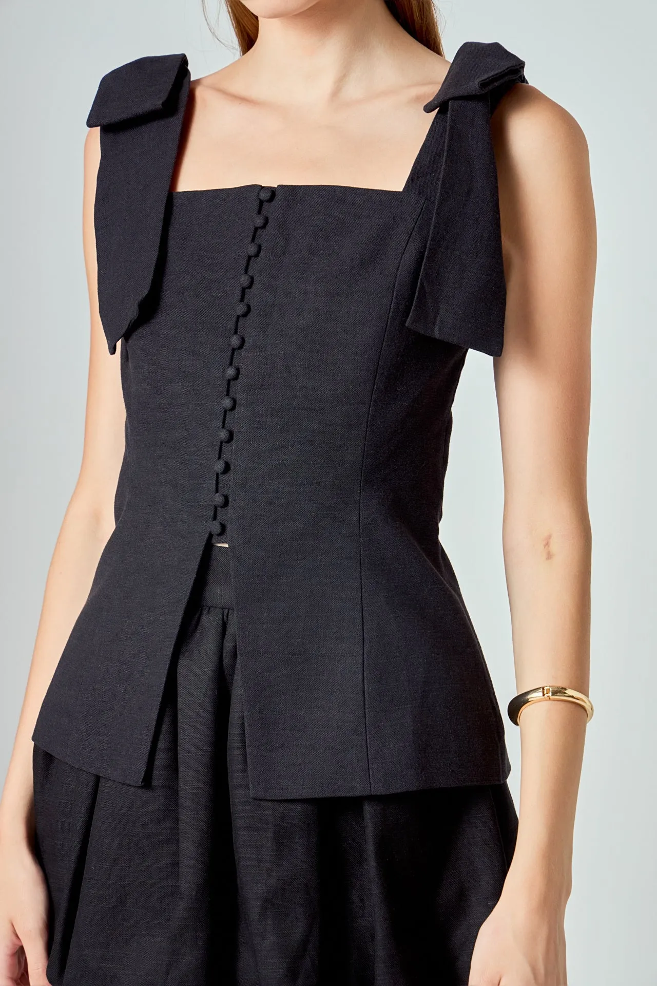 Allison Linen Bow Tie Long Top sold by Endless Rose product image thumbnail 2