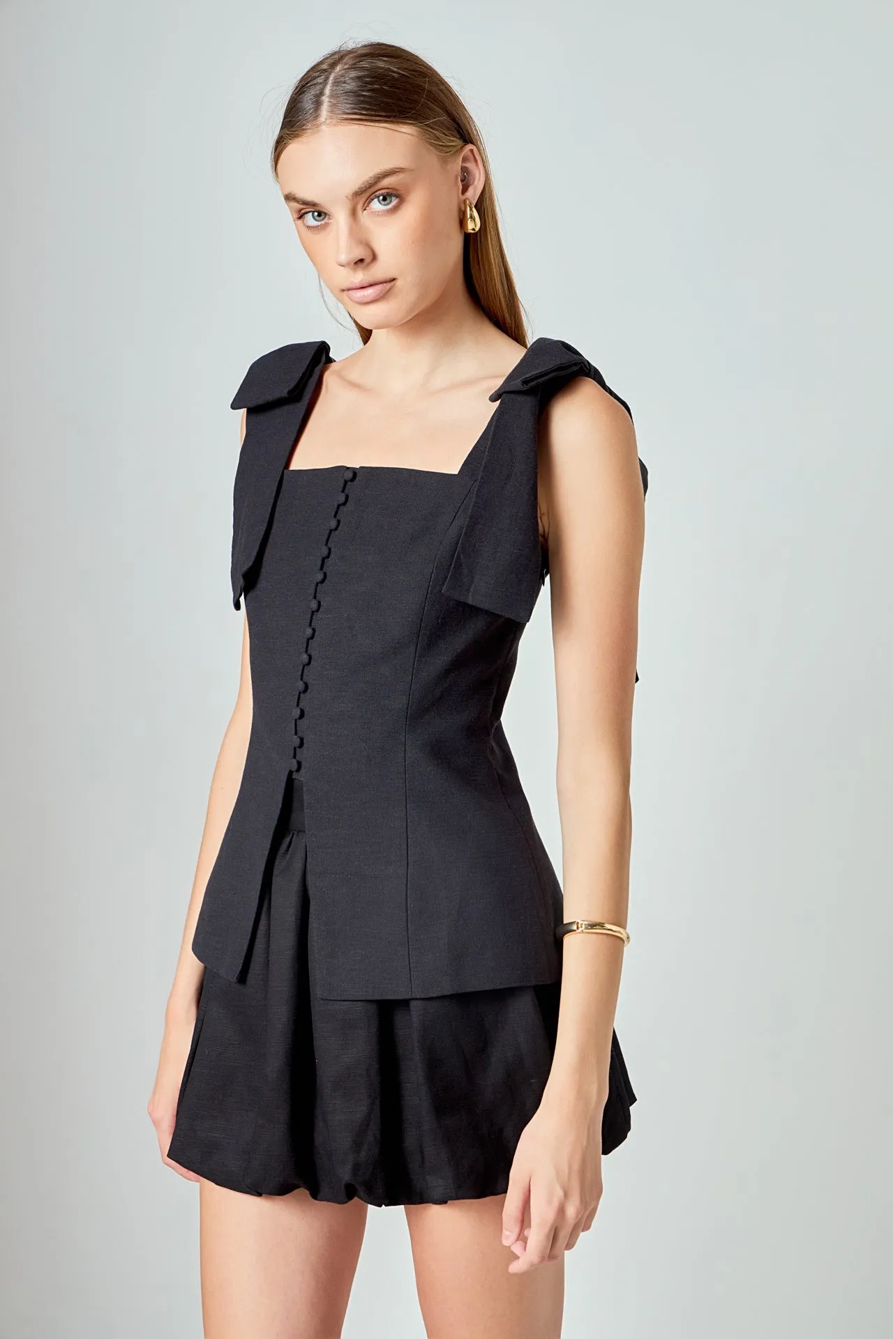 Allison Linen Bow Tie Long Top sold by Endless Rose product image thumbnail 5