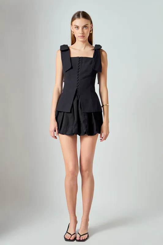 Allison Linen Bow Tie Long Top sold by Endless Rose