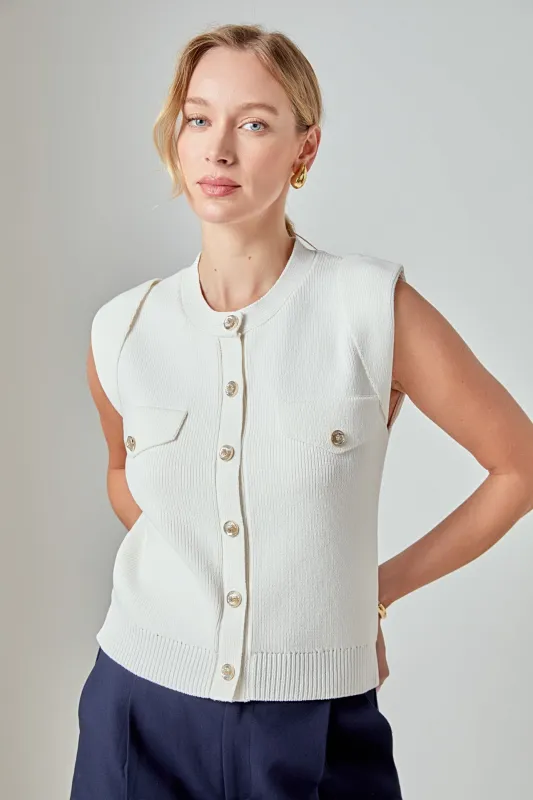 Button-Up Sweater Vest sold by Endless Rose