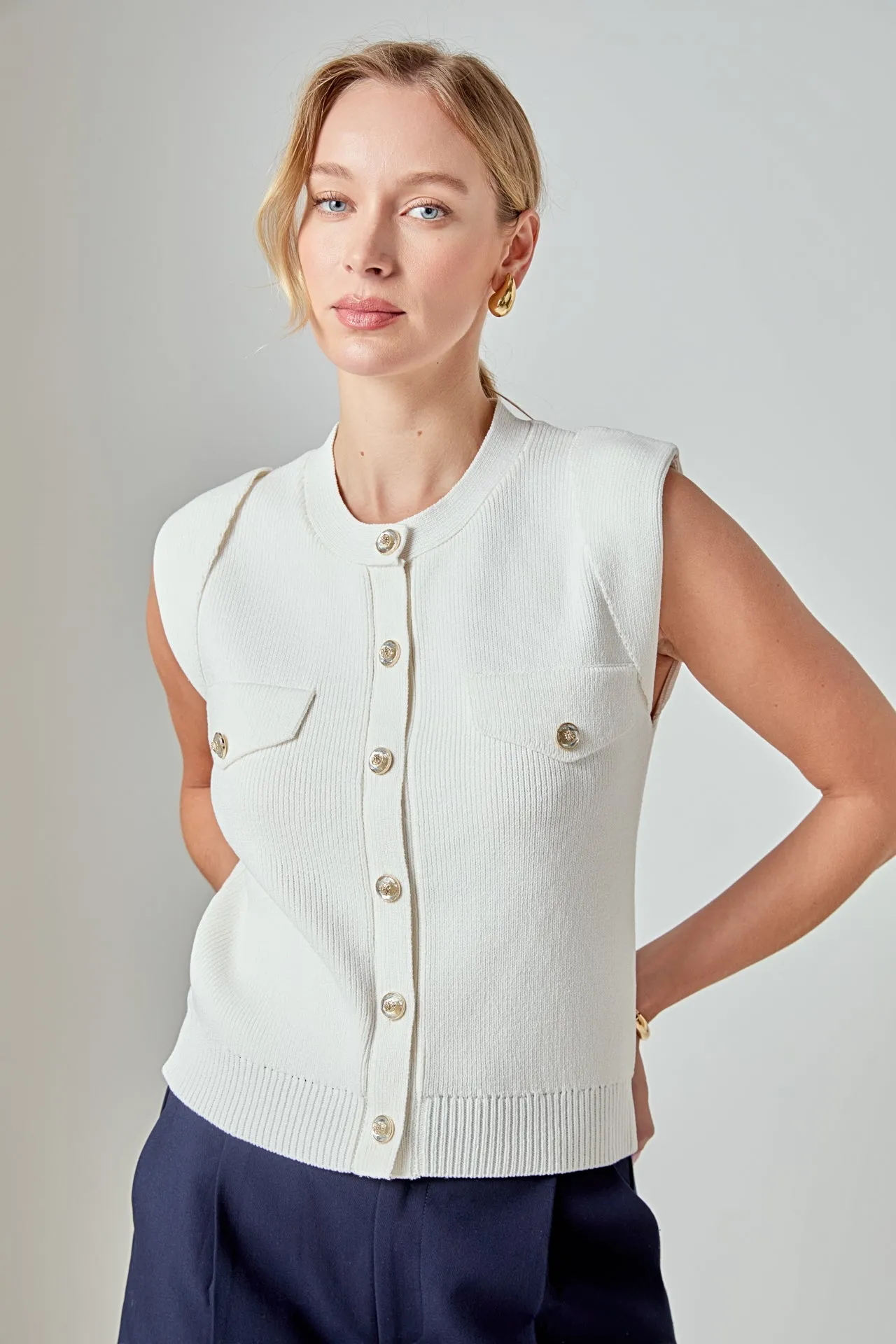 Button-Up Sweater Vest sold by Endless Rose