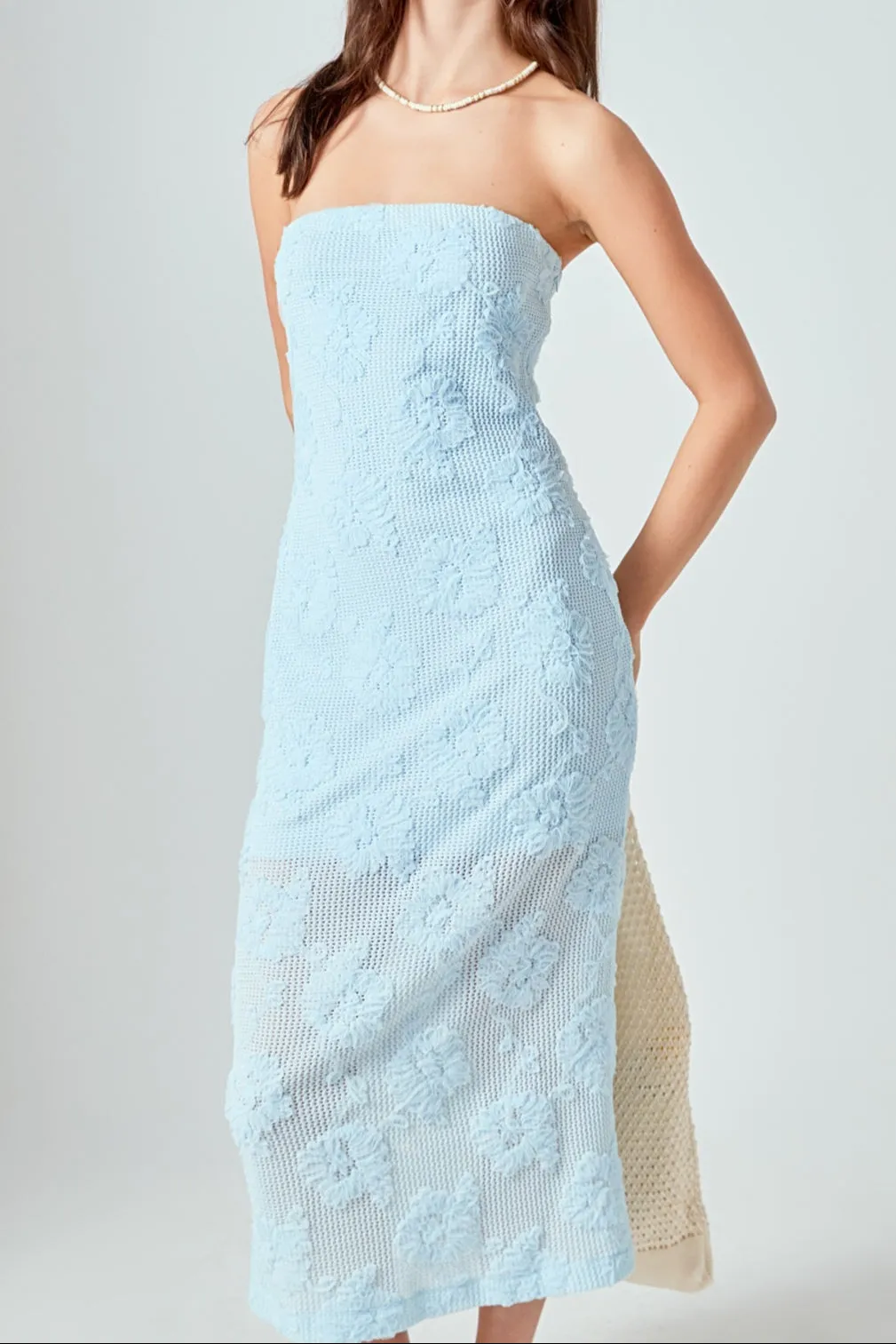 Mesh Embroidered Midi Strapless Dress sold by Endless Rose product image thumbnail 2