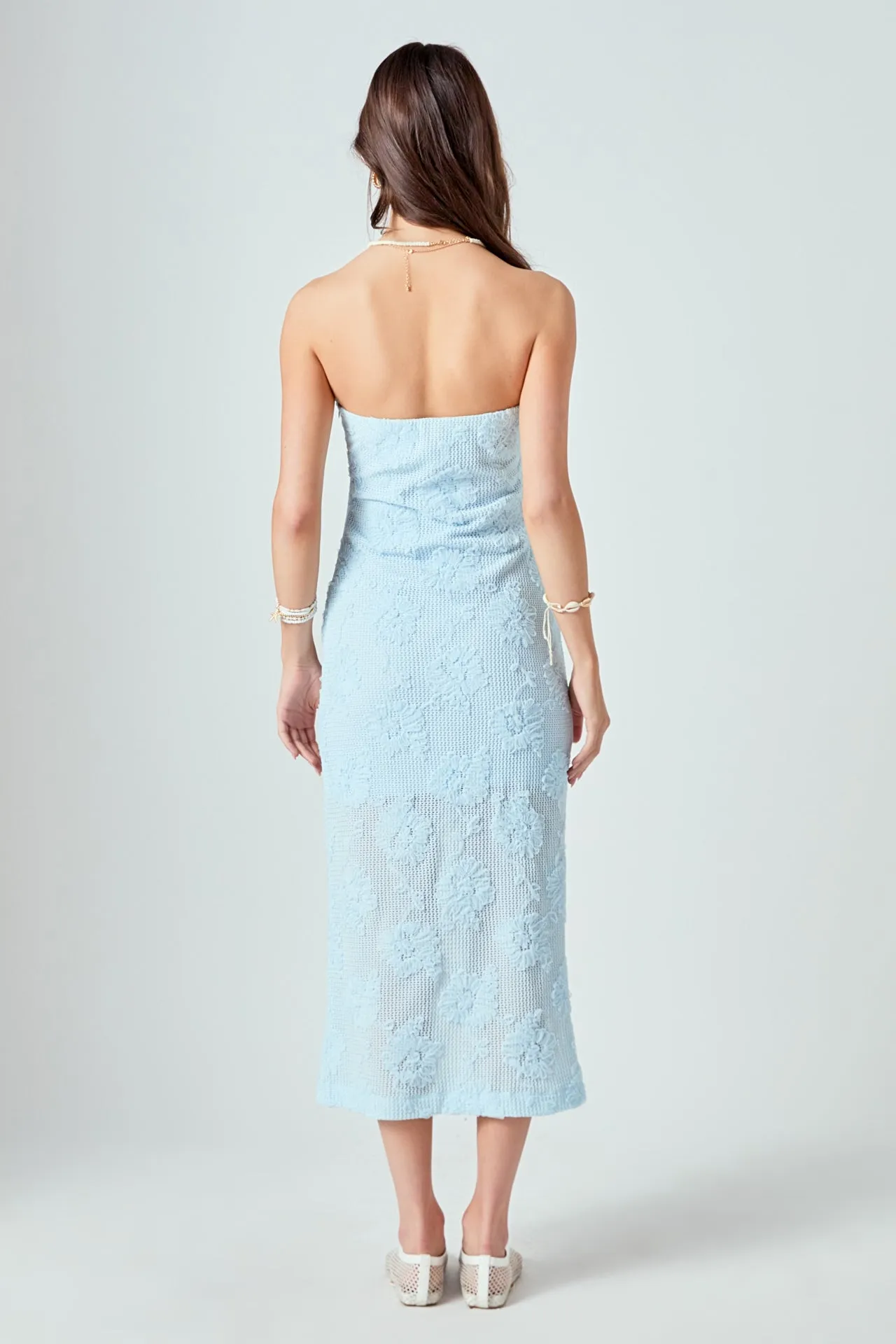 Mesh Embroidered Midi Strapless Dress sold by Endless Rose product image thumbnail 4