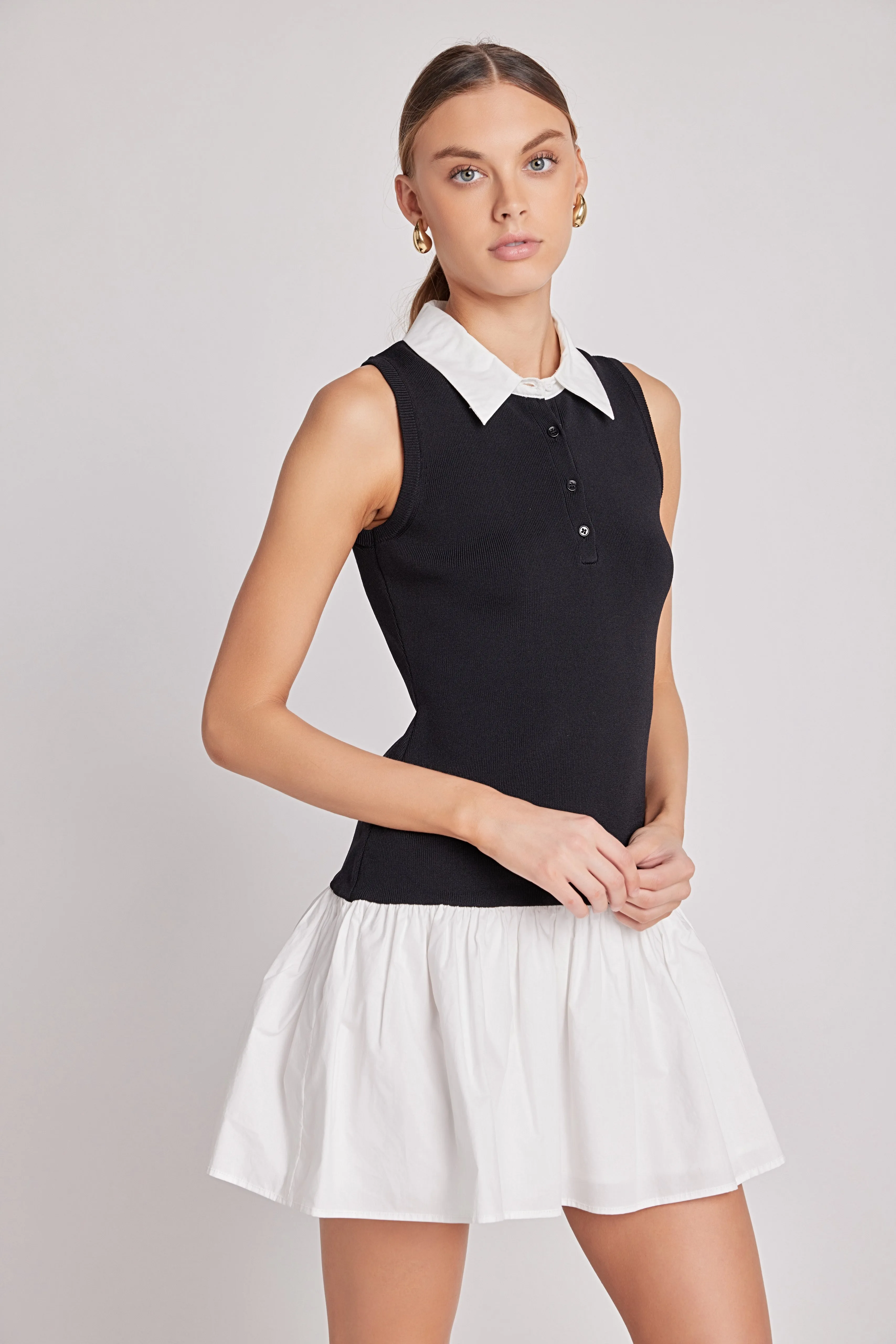 Mixed Media Cotton Polo Mini Dress sold by Endless Rose product image thumbnail 5