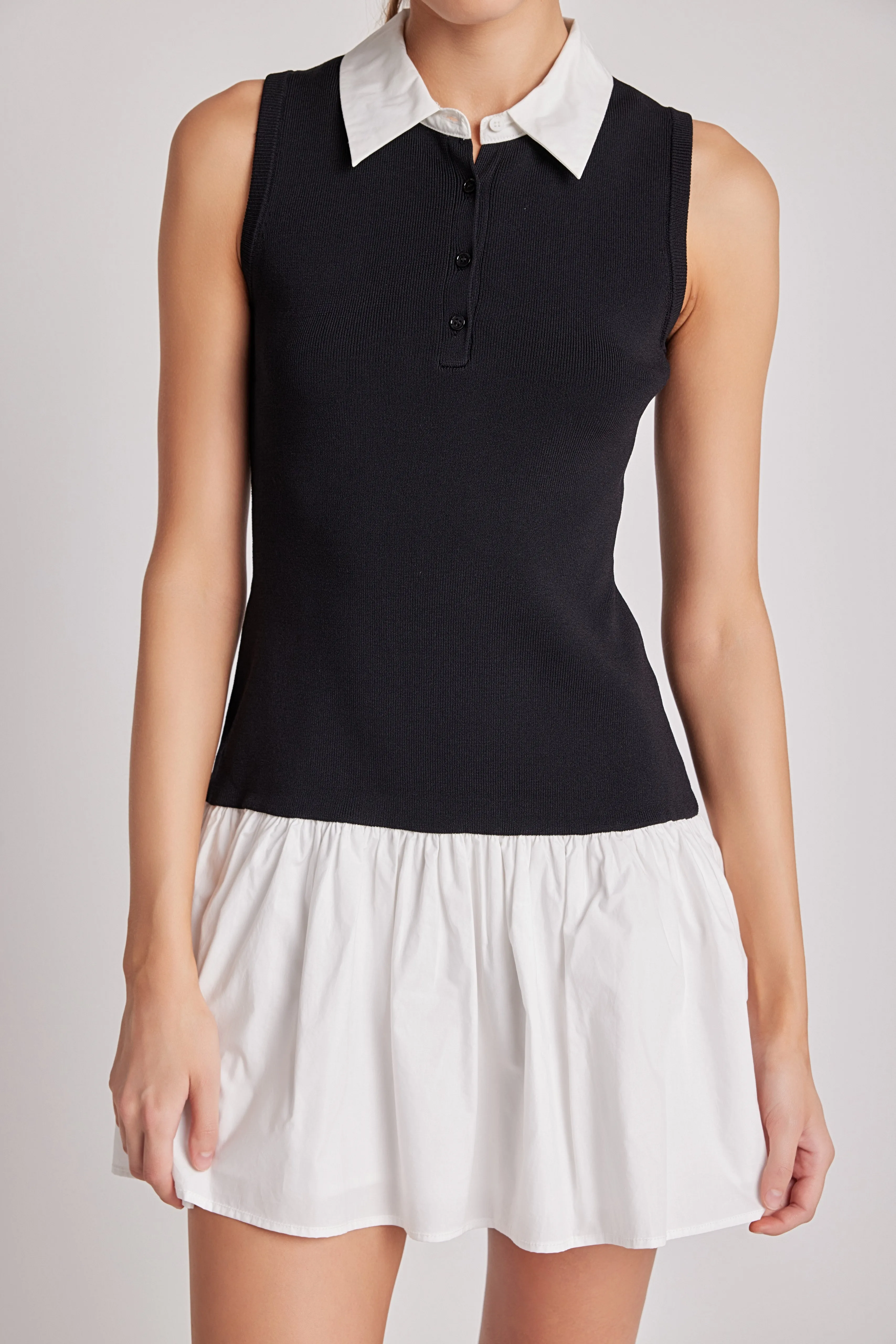 Mixed Media Cotton Polo Mini Dress sold by Endless Rose product image thumbnail 2