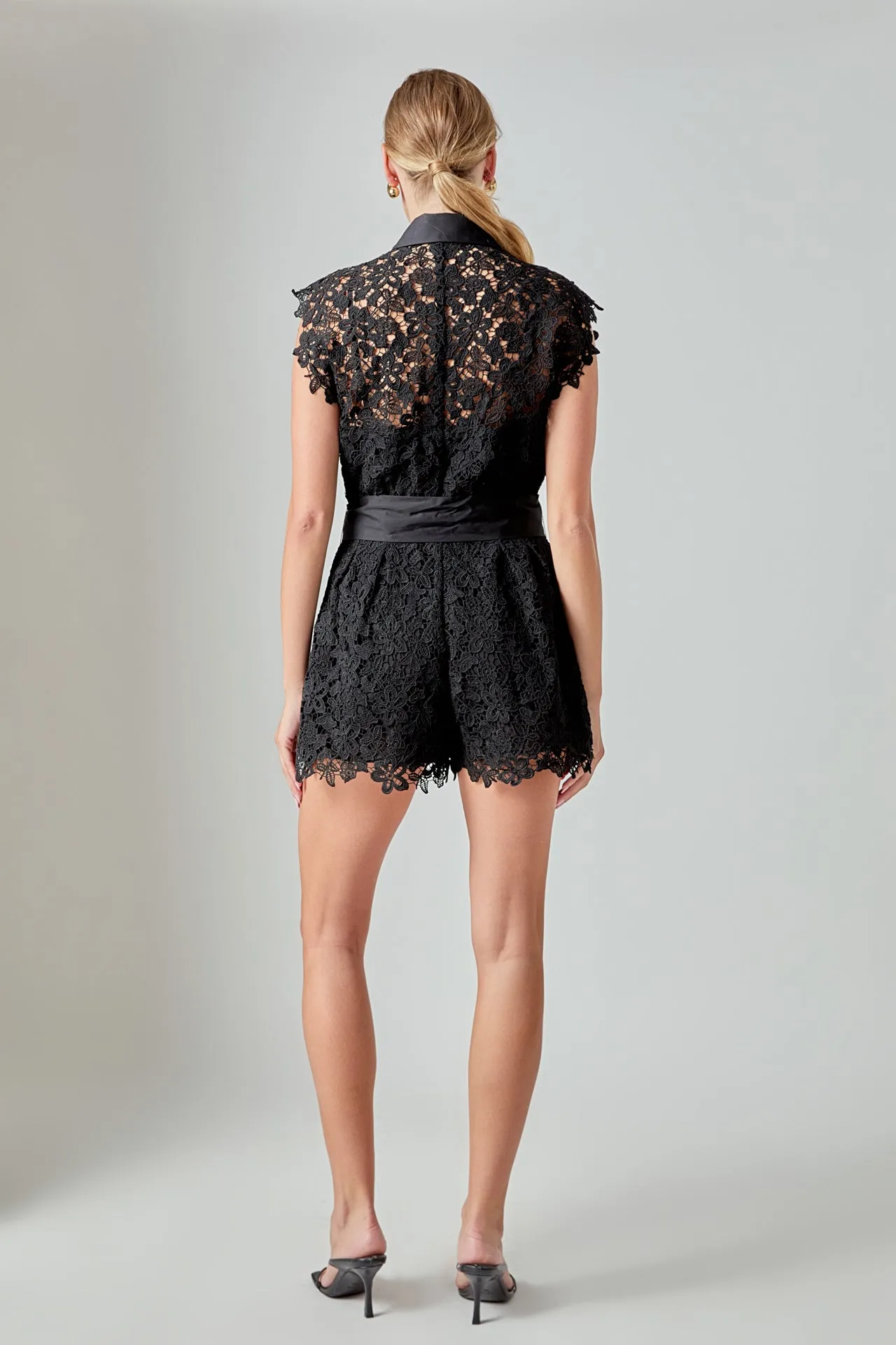 Astrid Belted Lace Romper sold by Endless Rose product image thumbnail 4