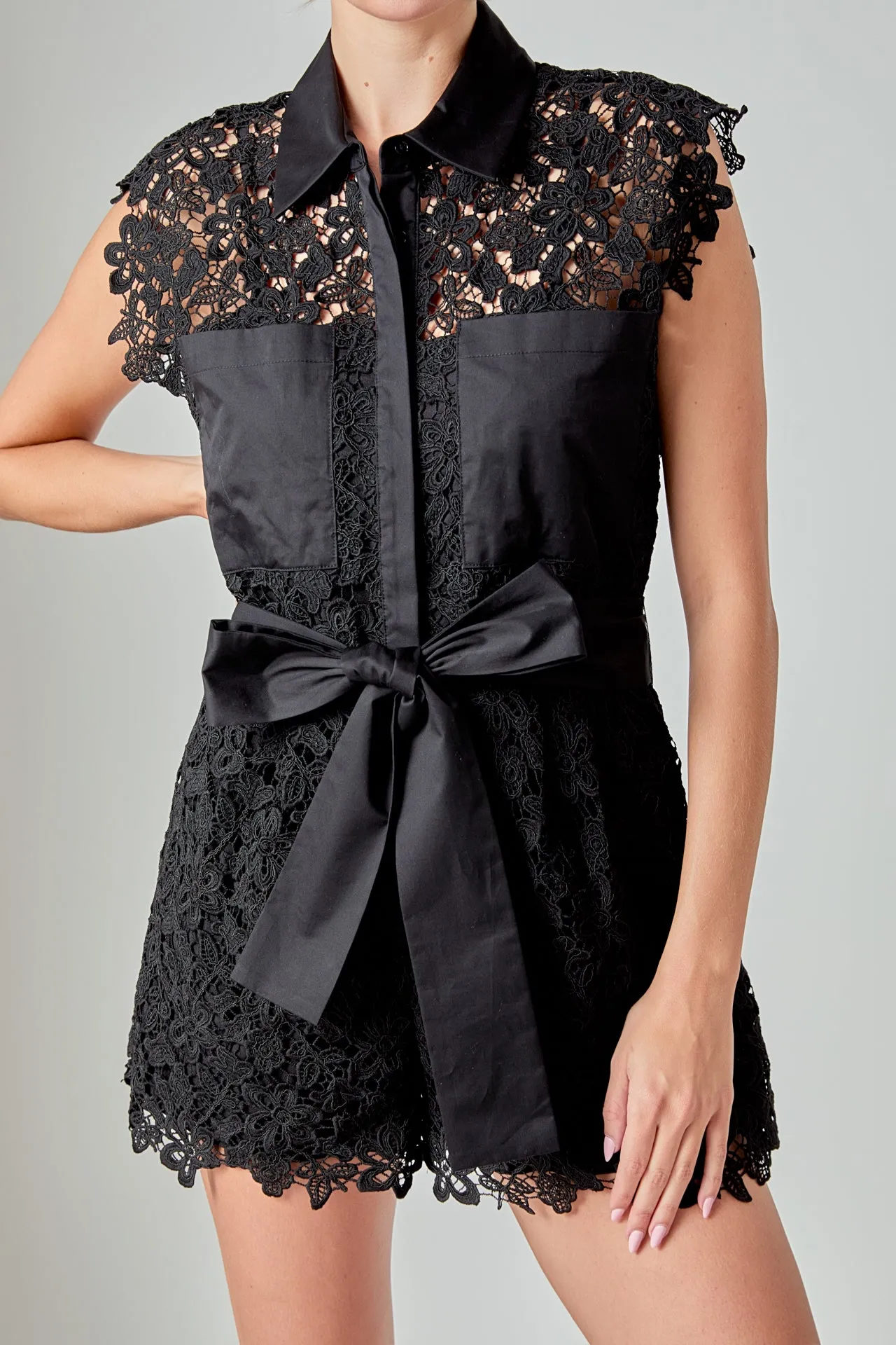 Astrid Belted Lace Romper sold by Endless Rose product image thumbnail 2