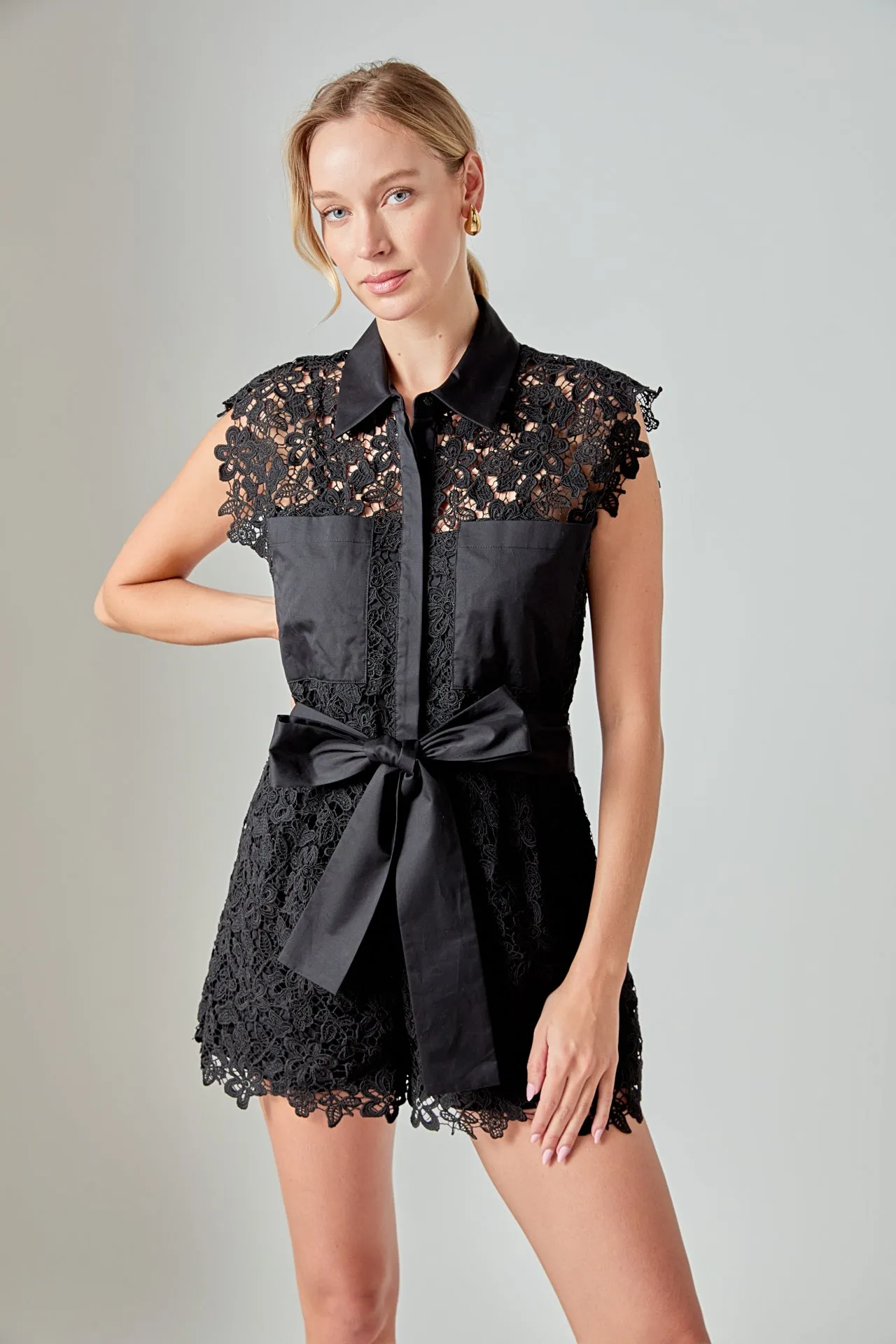 Astrid Belted Lace Romper sold by Endless Rose product image thumbnail 5
